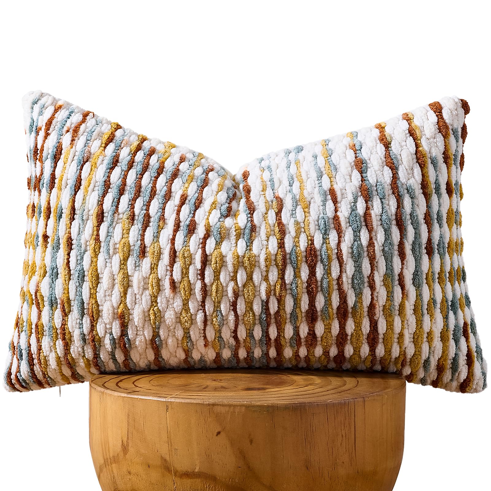 20×20 Inch Brown Boho Chenille Pillow Covers, Set of 2 Tufted Pillowcases for Home Decor