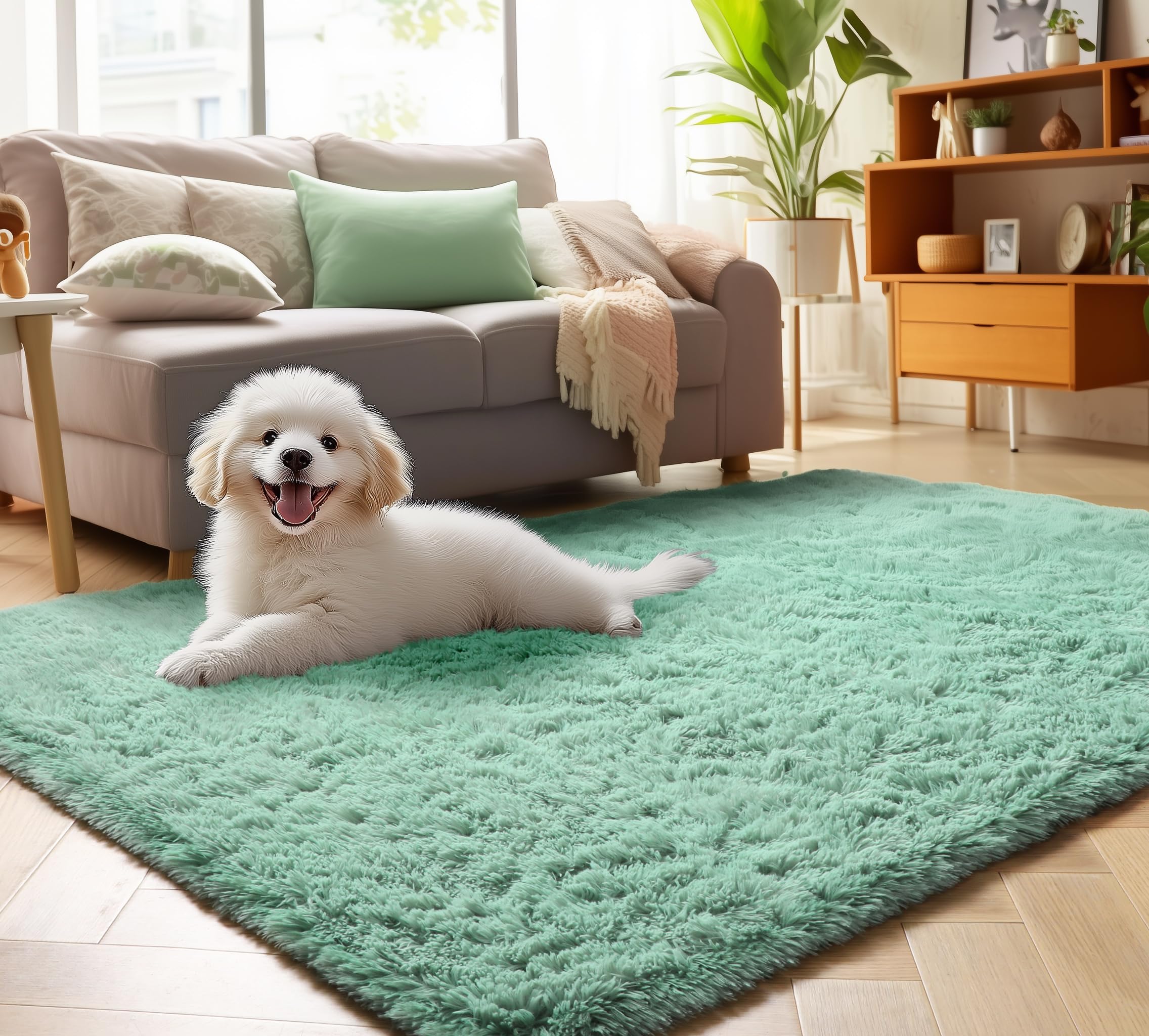 ONASAR Tie-Dyed Dark Grey Round Area Rugs 5ft, Ultra Soft Bedroom Circle Rug for Kids Girls Teen Room, Fluffy Plush Shaggy Carpet Floor Mats for Baby Nursery Living Room Playroom Home Decor