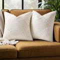 Mecatny Boho Summer Outdoor Throw Pillow Covers 18X18 Set of 2, Farmhouse Decorative Pillow Covers for Couch Sofa Living Room, Navy & Cream White