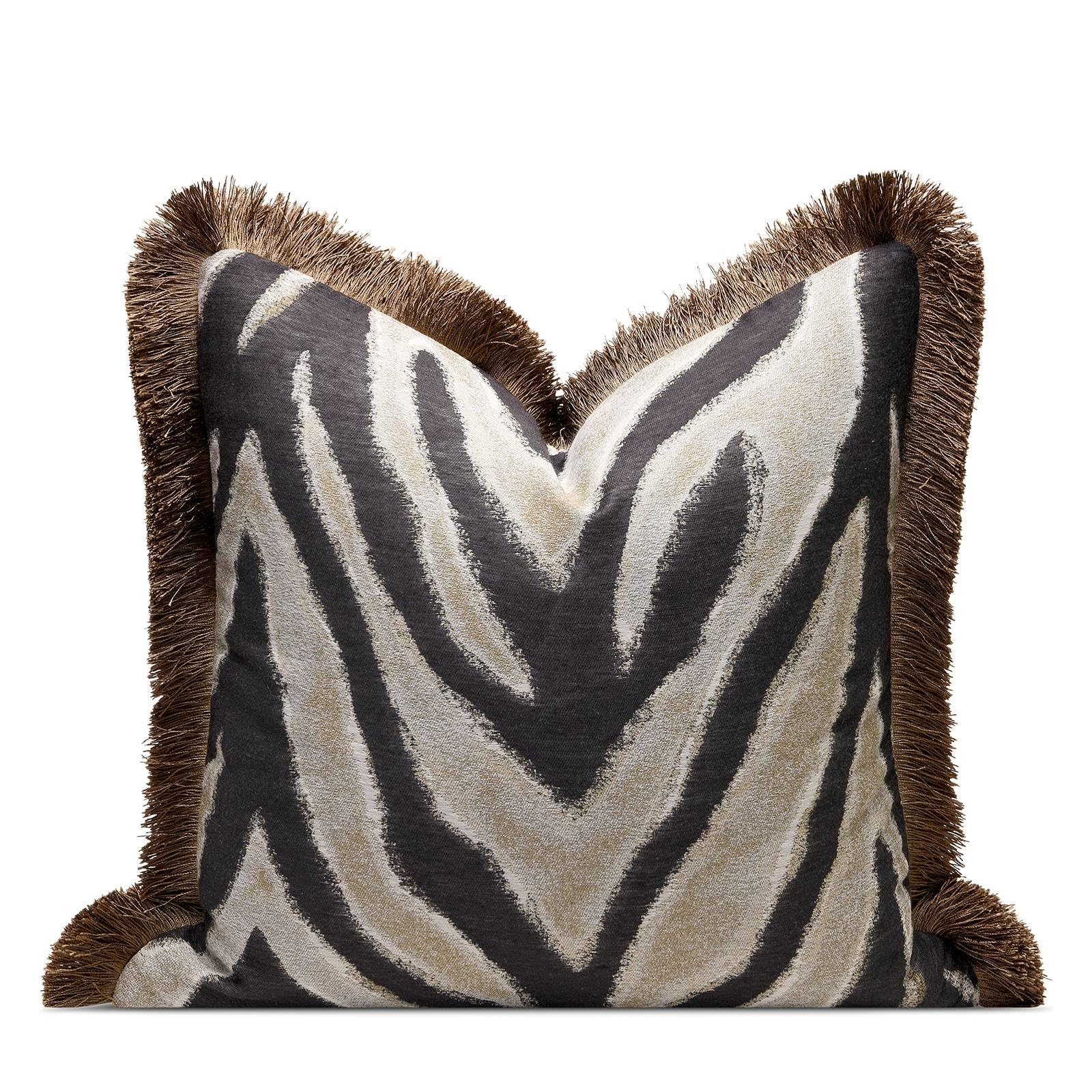 Dark Brown Tassel Decorative Throw Pillow Cover 20x20 Square Woven Textured Farmhouse Pillows Cushion Cases for Couch Bed Sofa Living Room Decor (Pack of 1)
