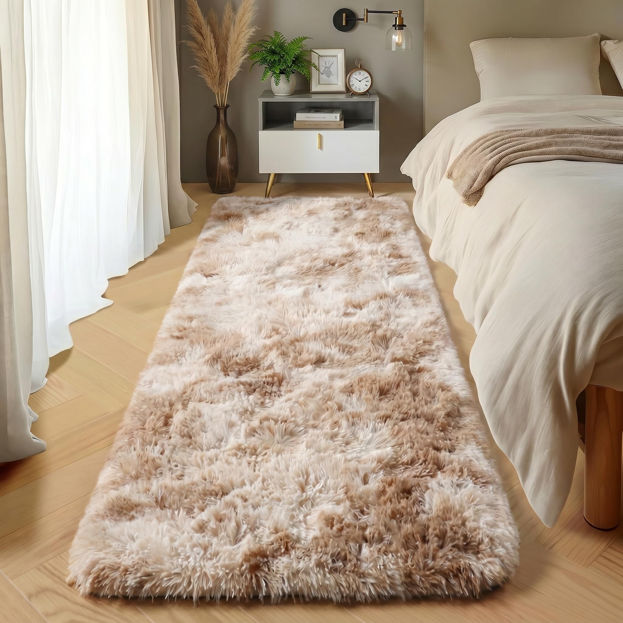 ONASAR Tie-Dyed Dark Grey Round Area Rugs 5ft, Ultra Soft Bedroom Circle Rug for Kids Girls Teen Room, Fluffy Plush Shaggy Carpet Floor Mats for Baby Nursery Living Room Playroom Home Decor