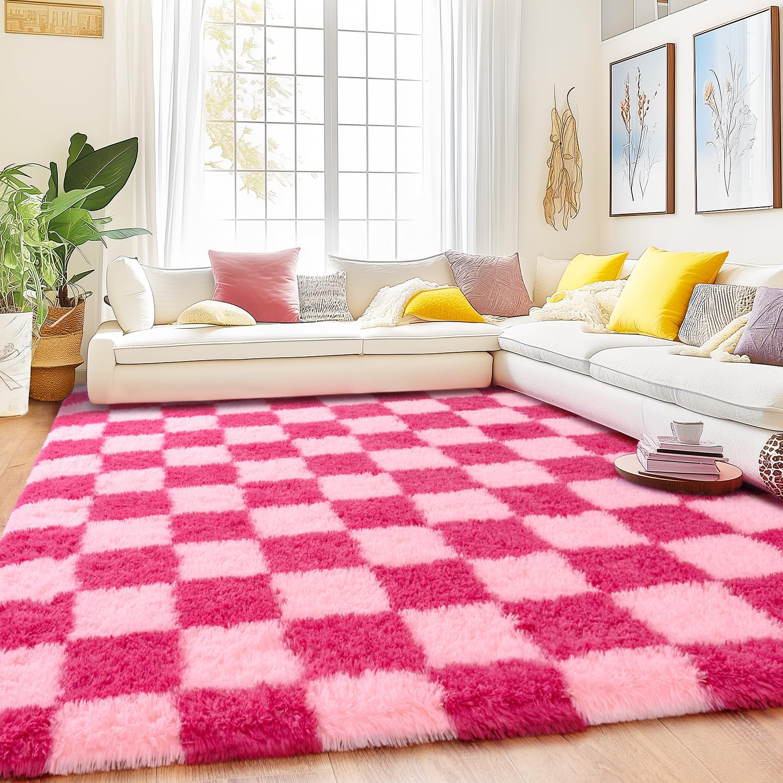 8x10 Area Rugs for Living Room, Large Ultra Fluffy Fuzzy Shag Rug for Bedroom, Modern Plush Soft High Pile Upgrade Non-Slip Carpet for Kids Girls and Boys Room Decor, Tie-Dyed Blue Grey
