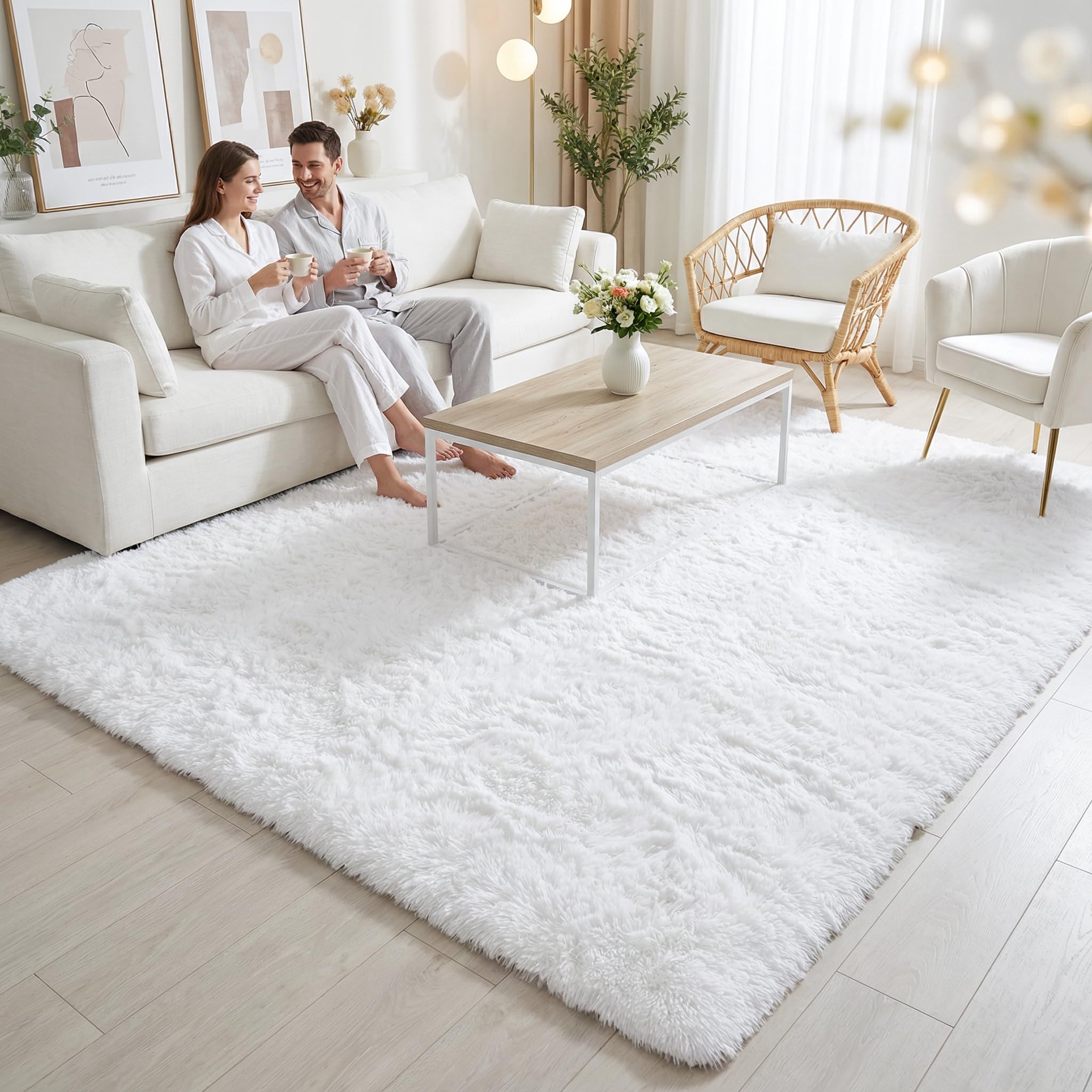 Merelax Soft Modern Indoor Shaggy Area Rug for Bedroom Livingroom Dorm Kids Room Home Decorative, Non-Slip Plush Fluffy Furry Fur Rugs Comfy Nursery Accent Floor Carpet 2x3 Feet, Black