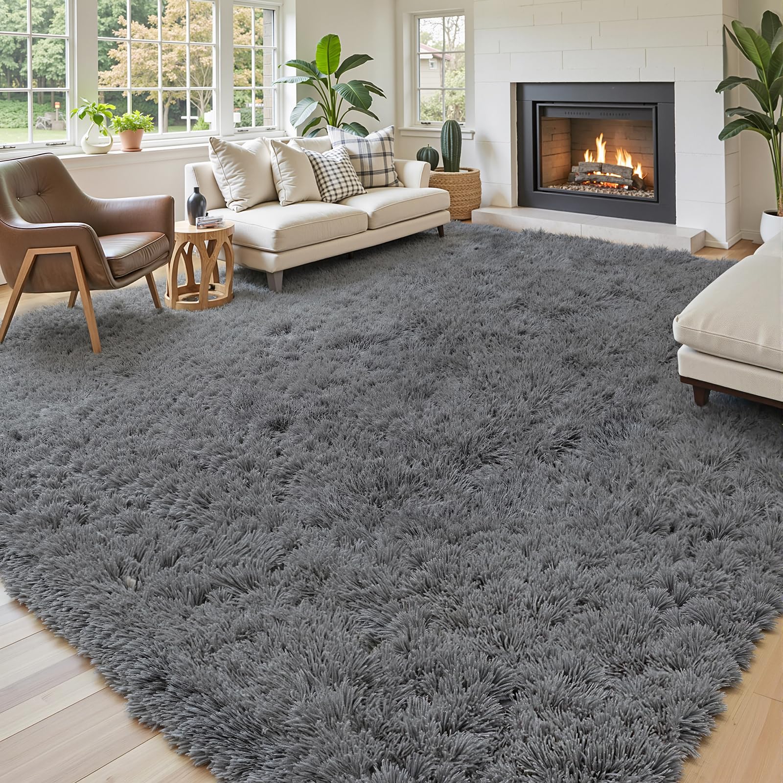 8x10 Area Rugs for Living Room Bedroom Fluffy, Large Area Rug Shag Shaggy Carpet Soft Plush Furry Bedside Rug, Area Rugs for Home Decor(8 x 10, Dark Blue Tie-Dyed)