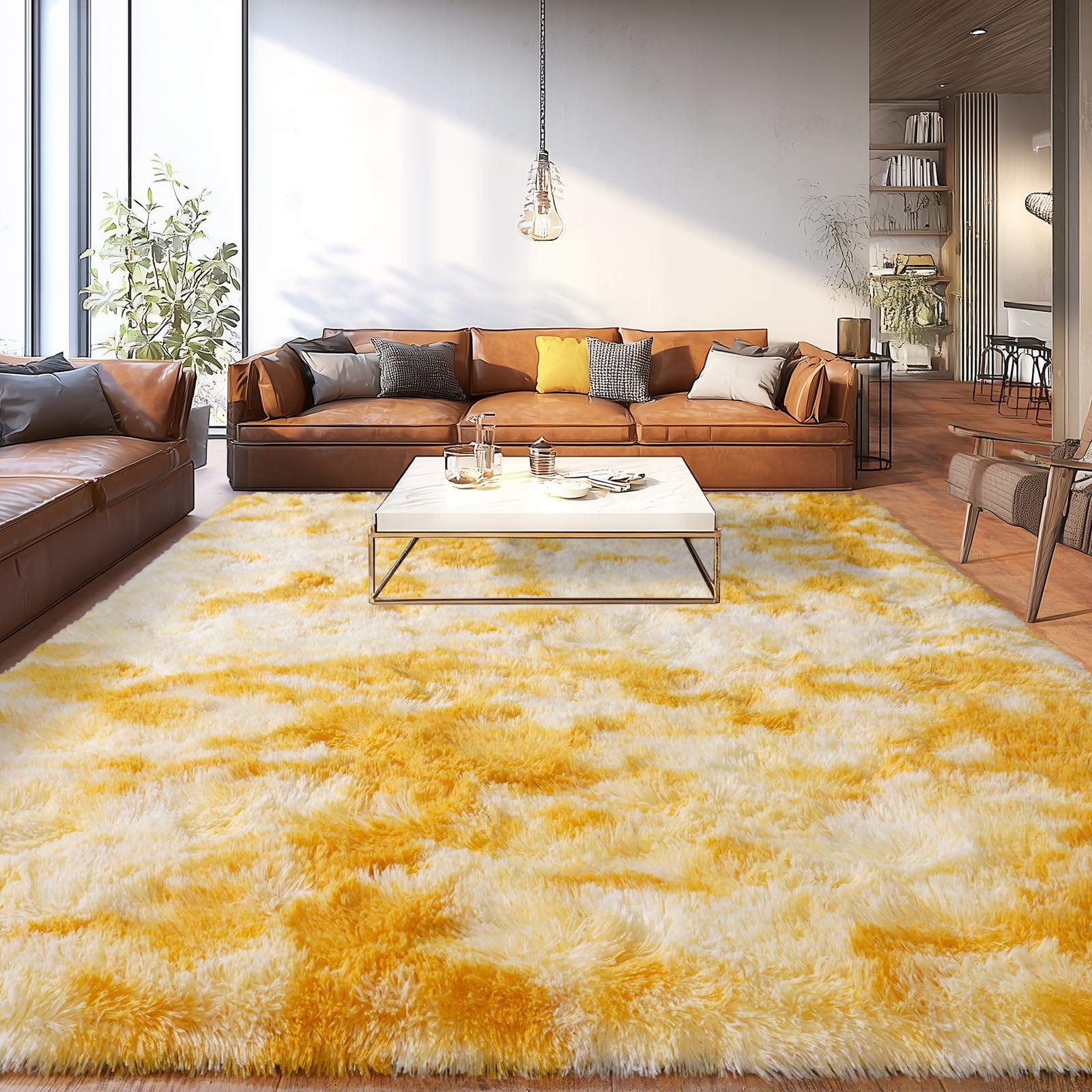 Shaggy Area Rugs, Fuzzy Rugs for Living Room, Soft Nursery Area Rug for Girls, Tie Dye Black Gray Plush Area Rugs Non Slip, Fluffy Rug Carpet 8x10ft
