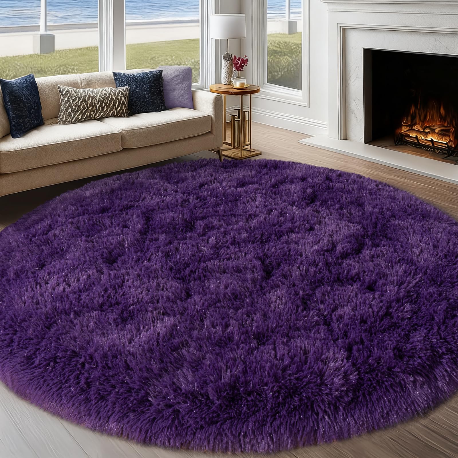 Fluffy Rugs for Living Room Bedroom, 5x7 Feet Abstract Blue Shag Area Rugs, Non-Slip Indoor Modern Fuzzy Plush Floor Carpet for Dorm Nursery Kids Room Decor, Soft Shaggy Throw Rug