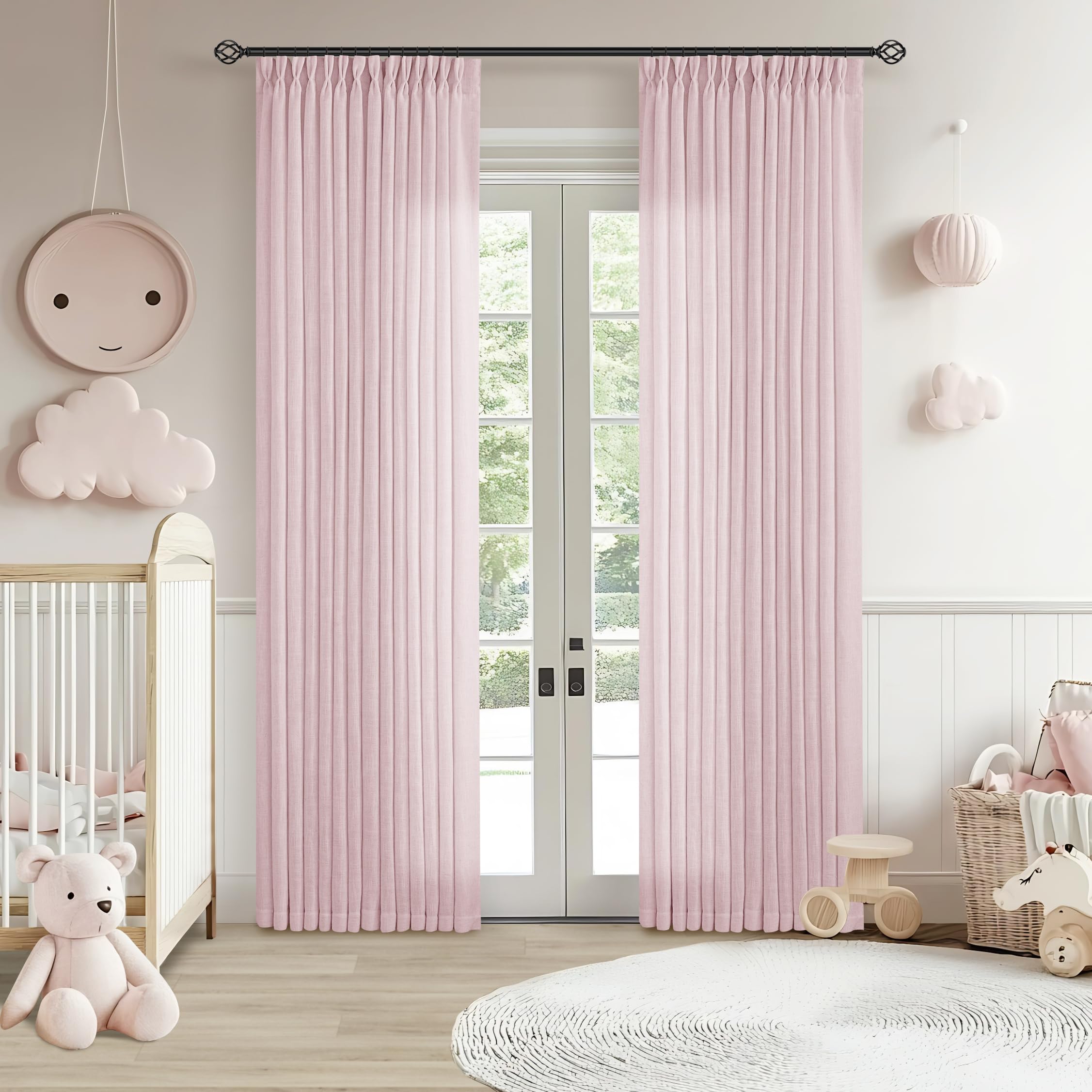 Dutch Cocoa Pinch Pleated Linen Curtains 84 Inches Long 60 Inch Width Linen Blend Light Filtering Window Curtains 84 Inch for Living Room Bedroom Patio Pinch Pleat Drapes Hooks Rings 1 Panel 60Wx84L