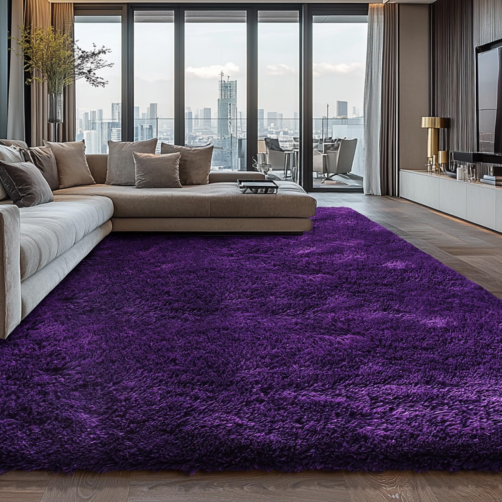 Shag Area Rugs for Bedroom Living Room,8X10 Ultra Soft Fluffy Area Rugs for Dorm, Indoor Carpet Nursery Rugs for Kids Girls Room Home Decor,Tie-Dye Grey