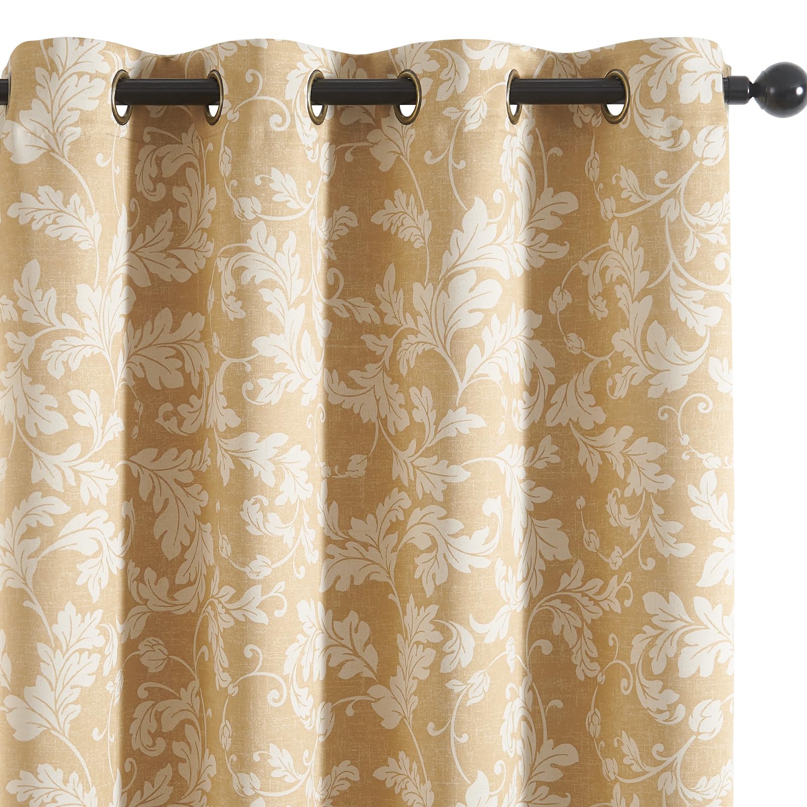 jinchan Vintage Curtains 84 Inch Long Cream Scroll Floral Dusty Blue Curtians for Living Room Bedroom Room Darkenign Drapes Thermal Insulated Classic Traditional Privacy Grommet Top 2 Panels
