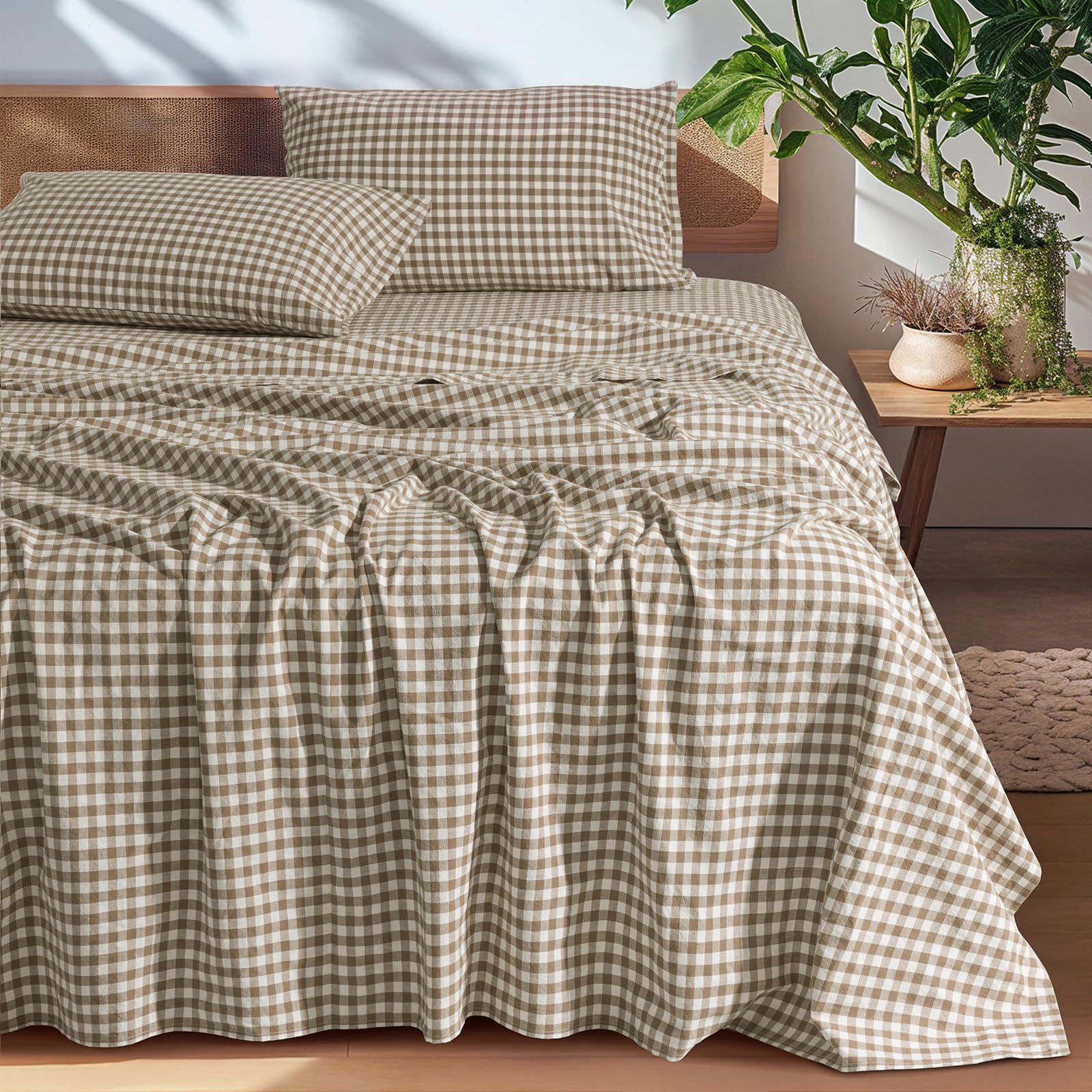 SONORO KATE 100% French Pure Linen Sheets, Breathable and Durable Linen King Size Sheets, Anti-Tear Linen Bed Sheets, Machine Washable, 16 Inch Deep Pocket - 4 Piece (Natural Linen, King)