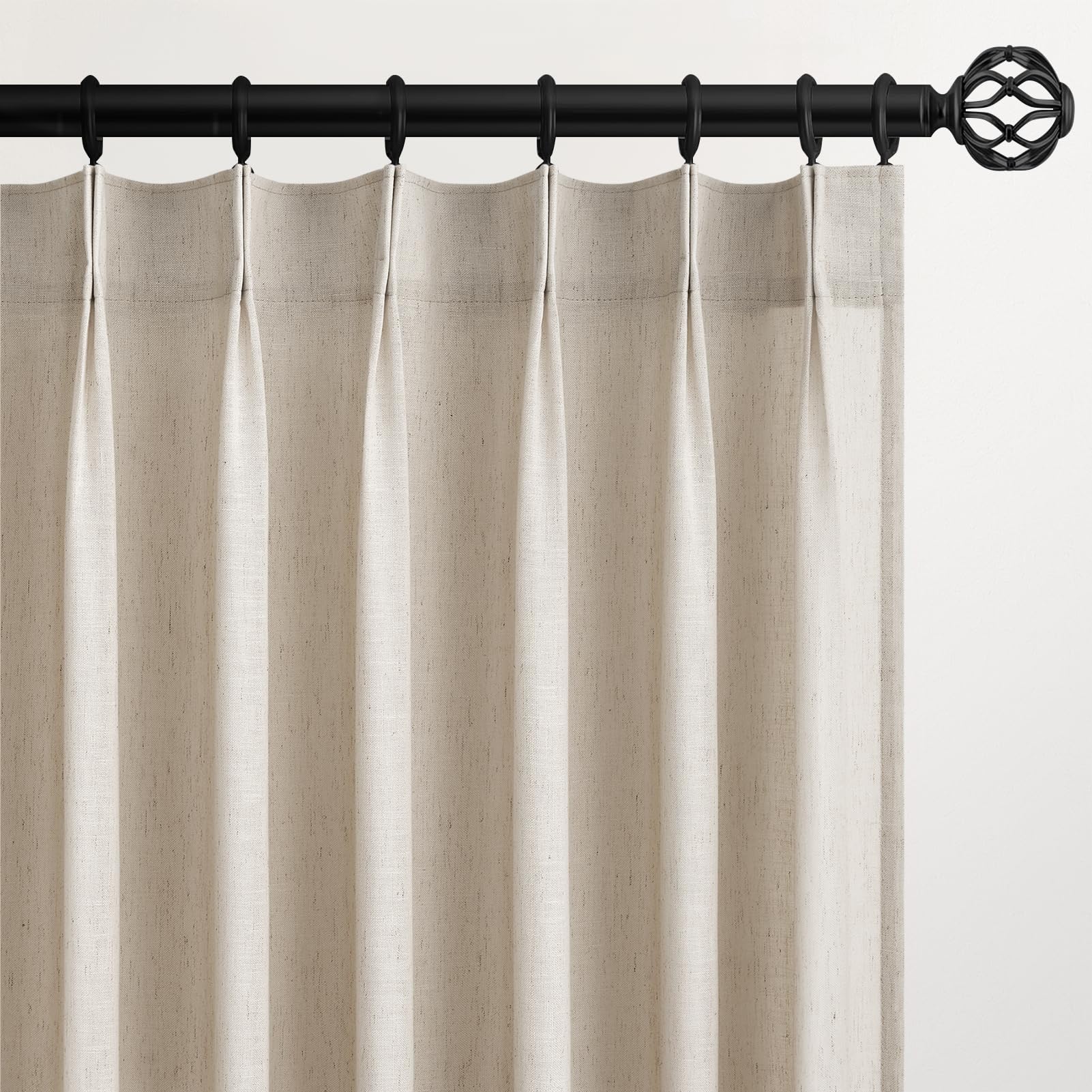 Topfinel 102 Inch Curtains 1 Panels Set,One Packs Pinch Pleat Back Tab Linen Window Semi Sheer Privacy Thick Decorative Curtain Drapes for Living Room Bedroom,60x102 in Long,Oatmeal