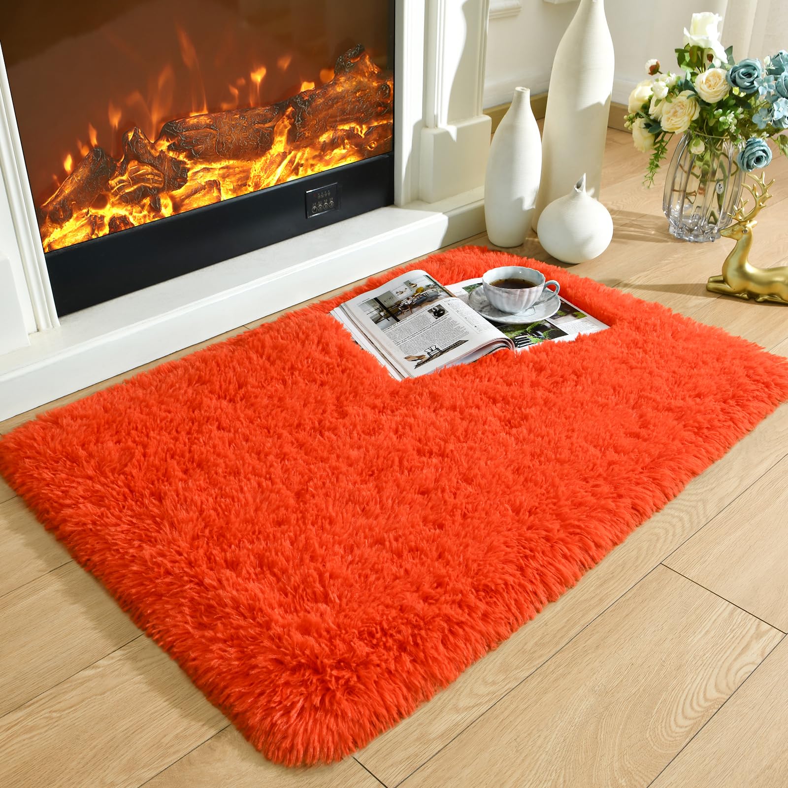 Merelax Soft Modern Indoor Shaggy Area Rug for Bedroom Livingroom Dorm Kids Room Home Decorative, Non-Slip Plush Fluffy Furry Fur Rugs Comfy Nursery Accent Floor Carpet 2x3 Feet, Black