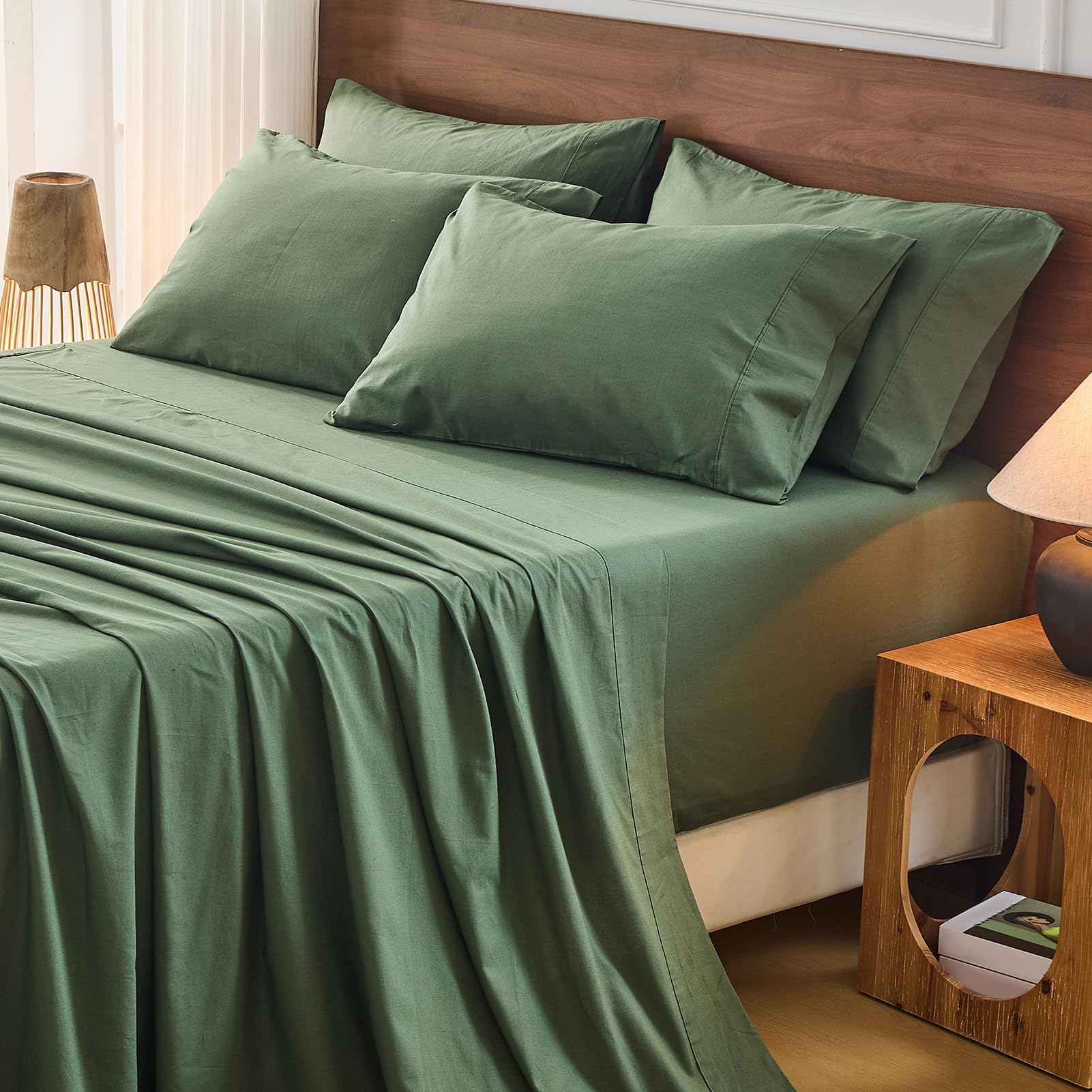Bedlifes 100% French Linen Sheets Queen Size 18-24”Extra Deep Pocket 4-Piece Set Breathable & Moisture-Wicking,Soft & Durable Sheets for Thick Mattresses(Linen)