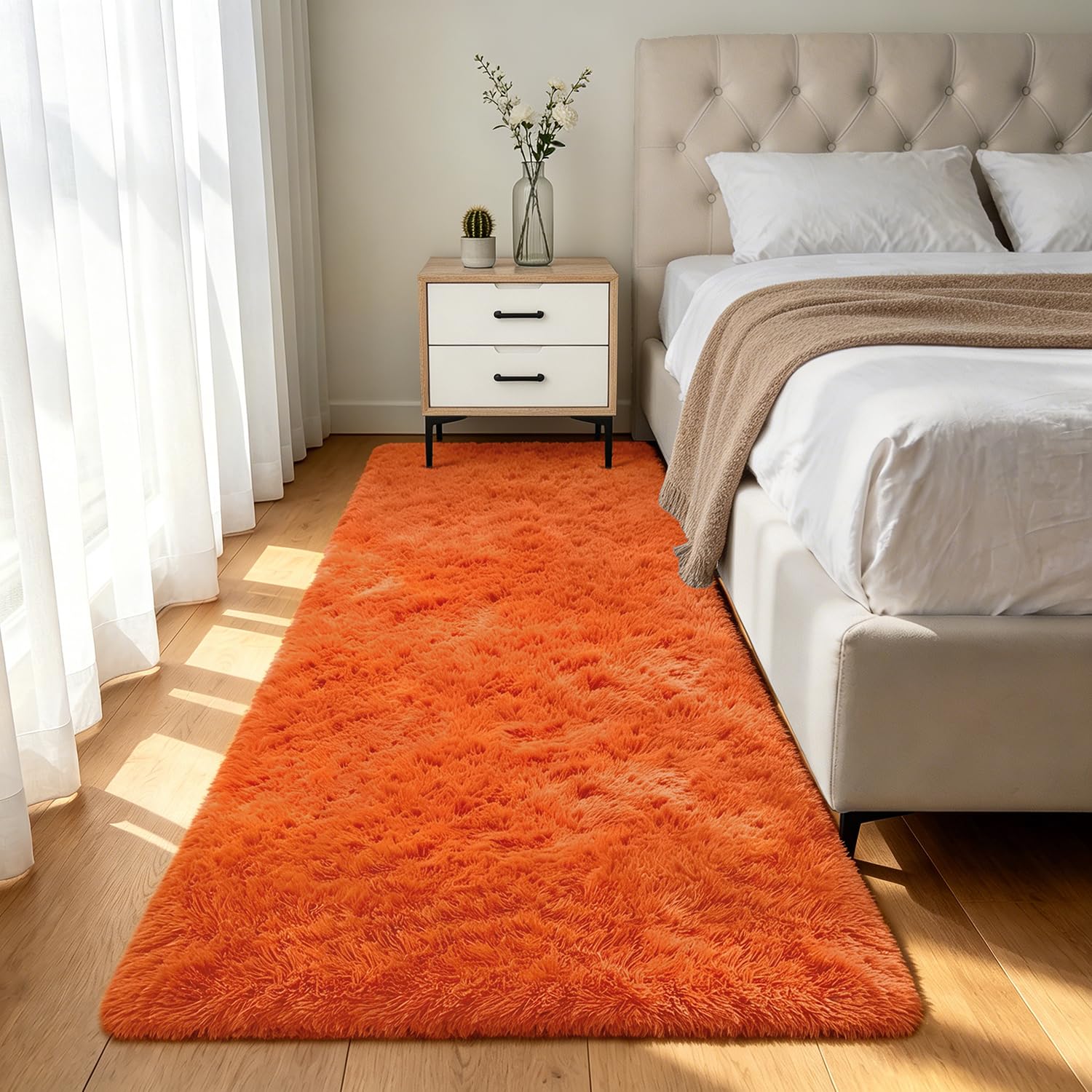 Shag Area Rugs for Bedroom Living Room,8X10 Ultra Soft Fluffy Area Rugs for Dorm, Indoor Carpet Nursery Rugs for Kids Girls Room Home Decor,Tie-Dye Grey
