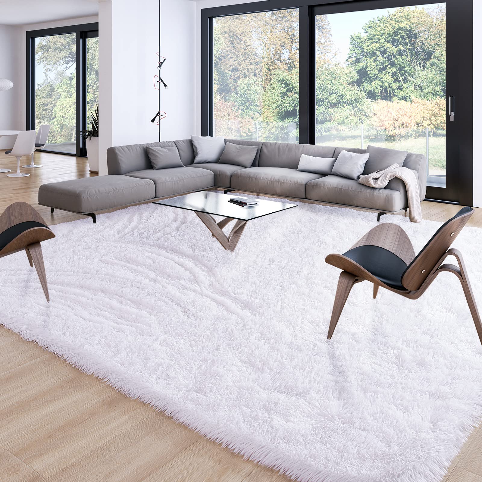 Merelax Soft Modern Indoor Shaggy Area Rug for Bedroom Livingroom Dorm Kids Room Home Decorative, Non-Slip Plush Fluffy Furry Fur Rugs Comfy Nursery Accent Floor Carpet 2x3 Feet, Black