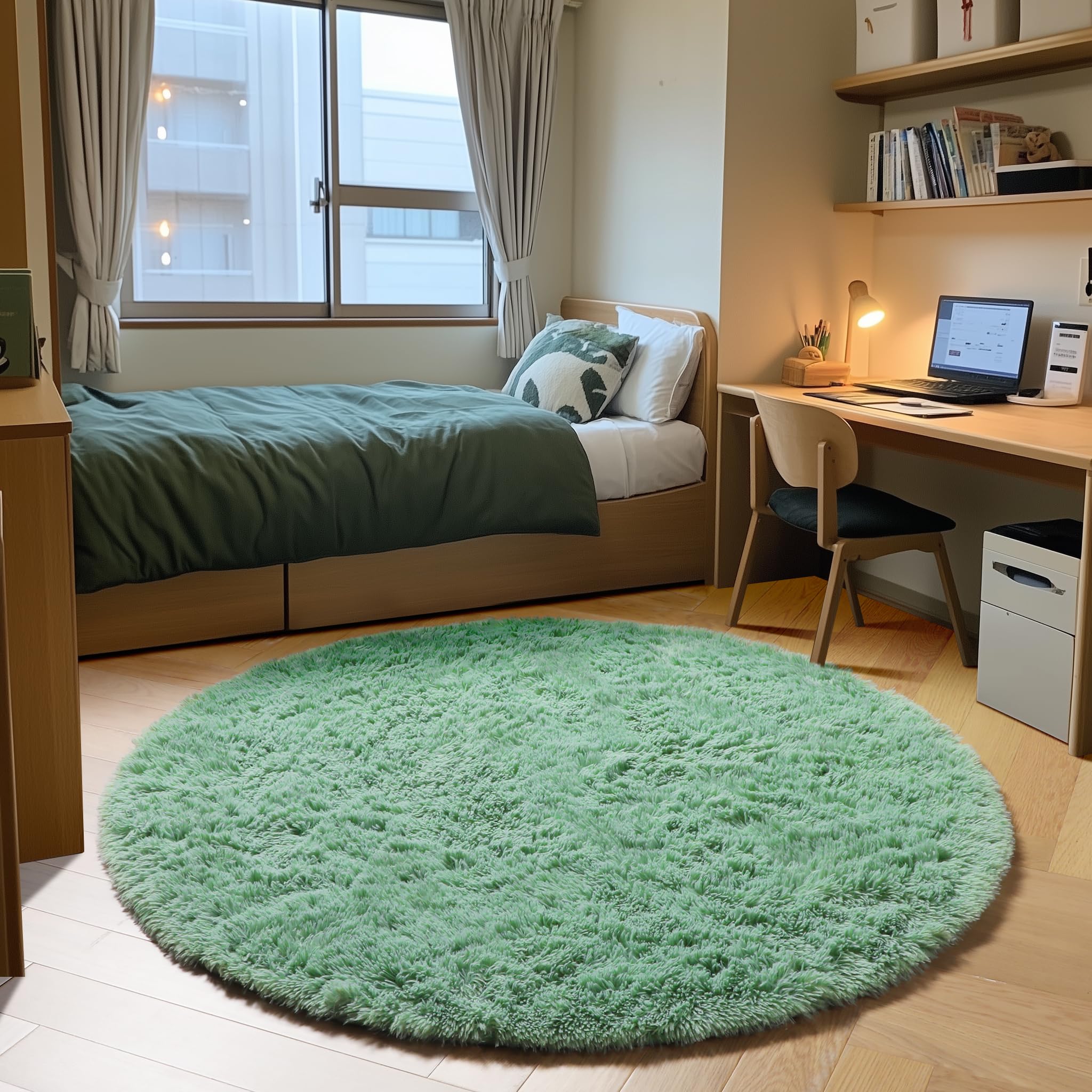 ONASAR Tie-Dyed Dark Grey Round Area Rugs 5ft, Ultra Soft Bedroom Circle Rug for Kids Girls Teen Room, Fluffy Plush Shaggy Carpet Floor Mats for Baby Nursery Living Room Playroom Home Decor
