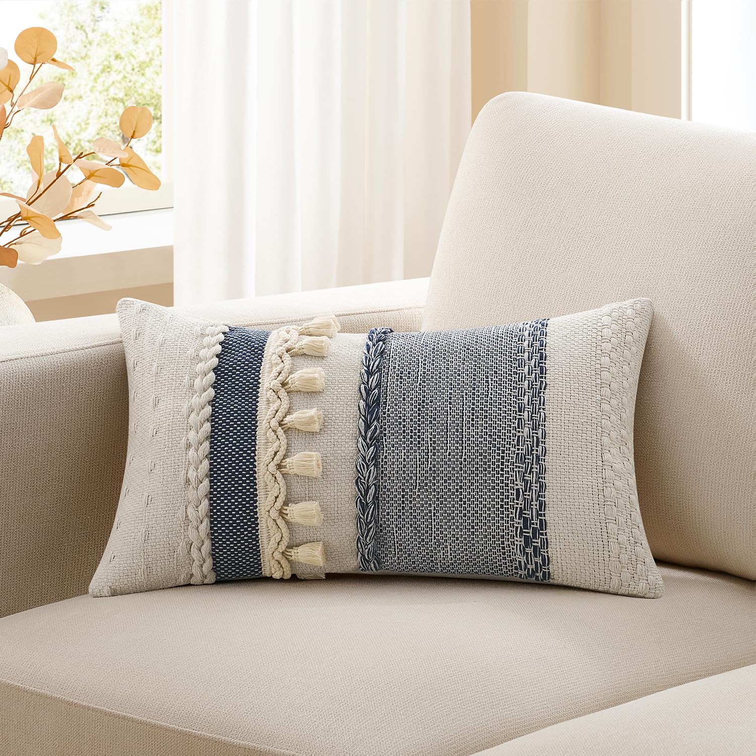 Kevin Textile 20x20 Inch Throw Pillow Cover 1 Pack Boho Decorative Soft Chenille Thread Woven Tufted Textured Square Cushion Case Farmhouse Accent for Living Room Couch Sofa Bed, Green