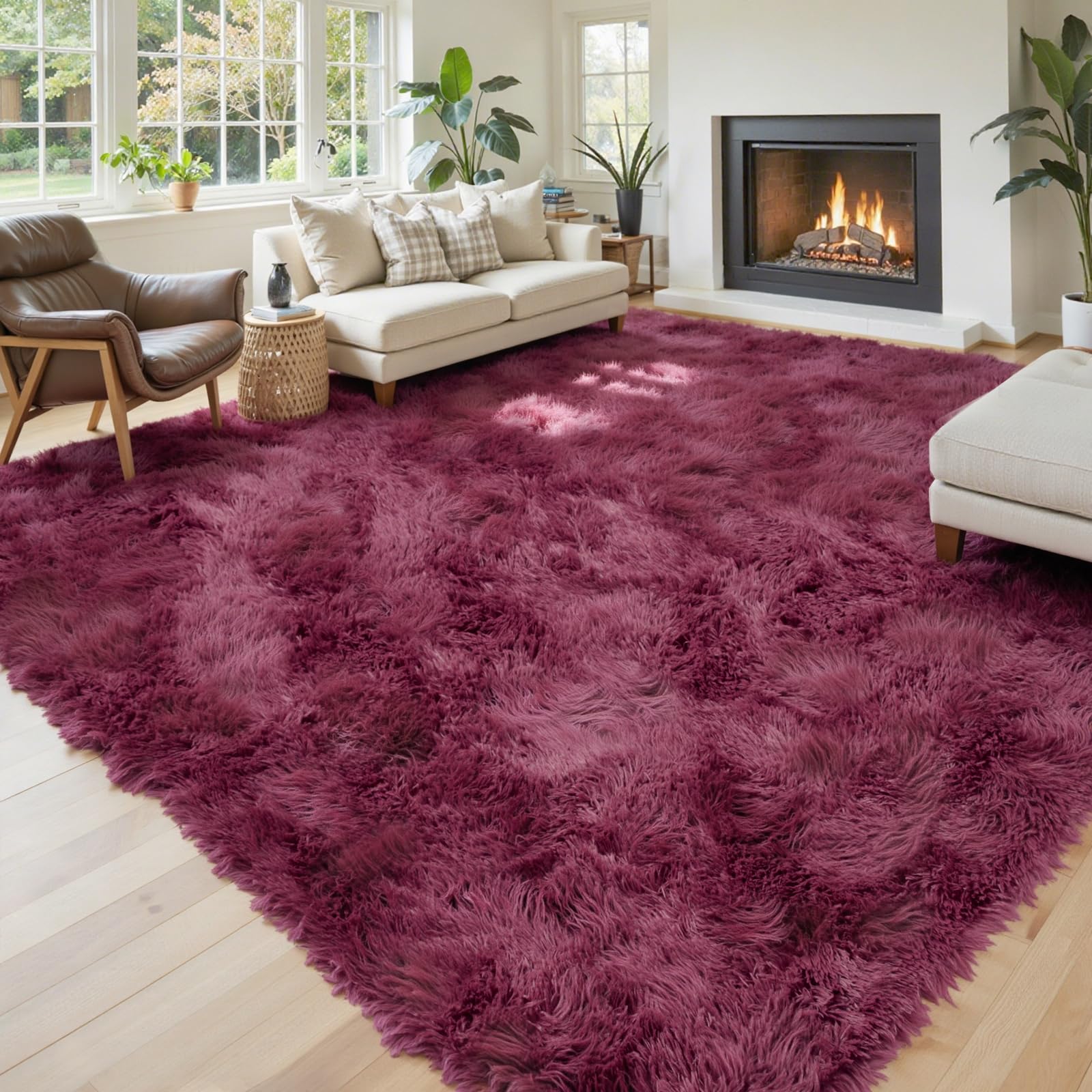 8x10 Area Rugs for Living Room Bedroom Fluffy, Large Area Rug Shag Shaggy Carpet Soft Plush Furry Bedside Rug, Area Rugs for Home Decor(8 x 10, Dark Blue Tie-Dyed)