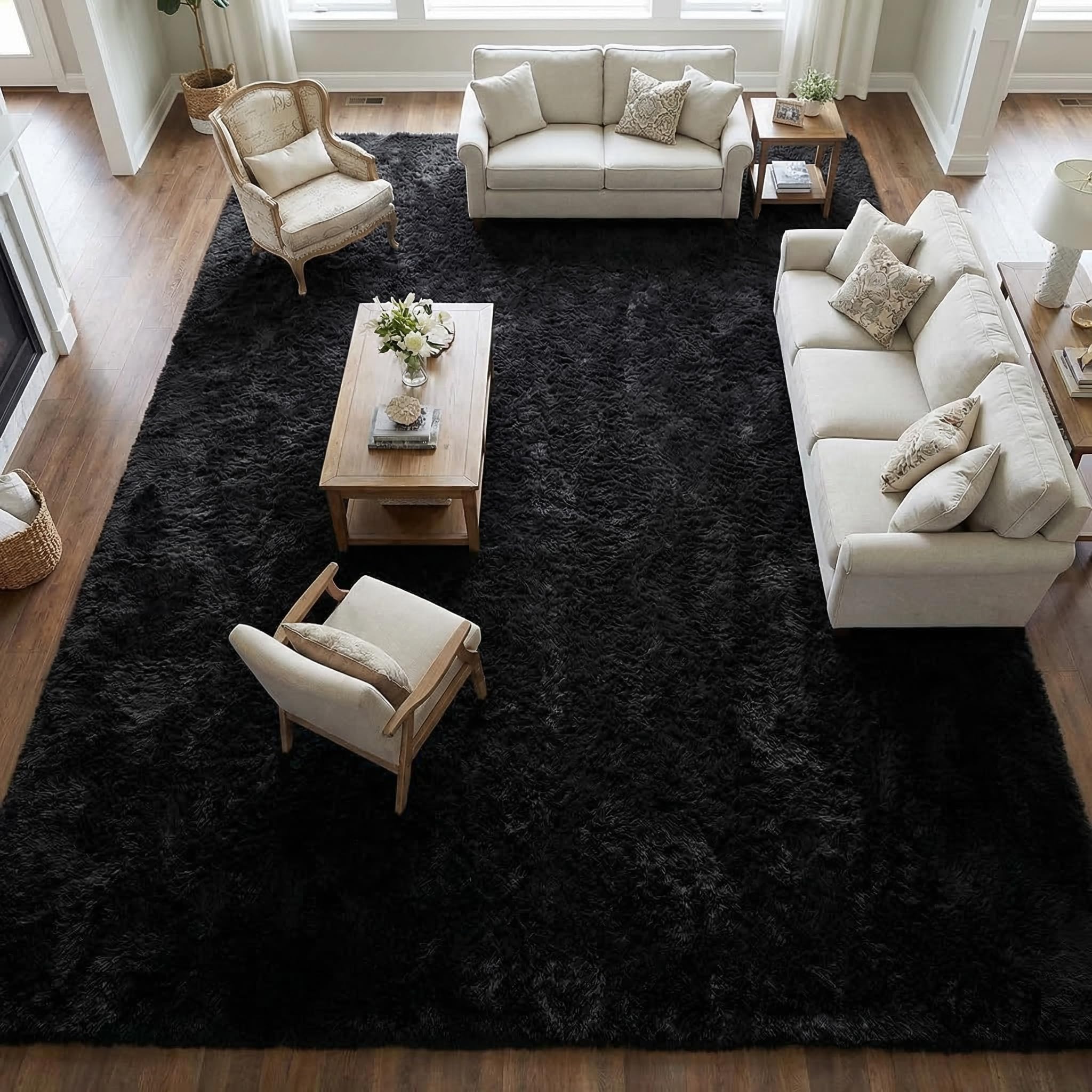 Fluffy 5x7 Area Rugs for Bedroom: Tie-dye White Grey Soft Shag Rug for Living Room, Large Fuzzy Plush Indoor Floor Carpet Non Slip Modern Rug for Nursery Boys Girls Kids Room Playroom Dorms Home Decor