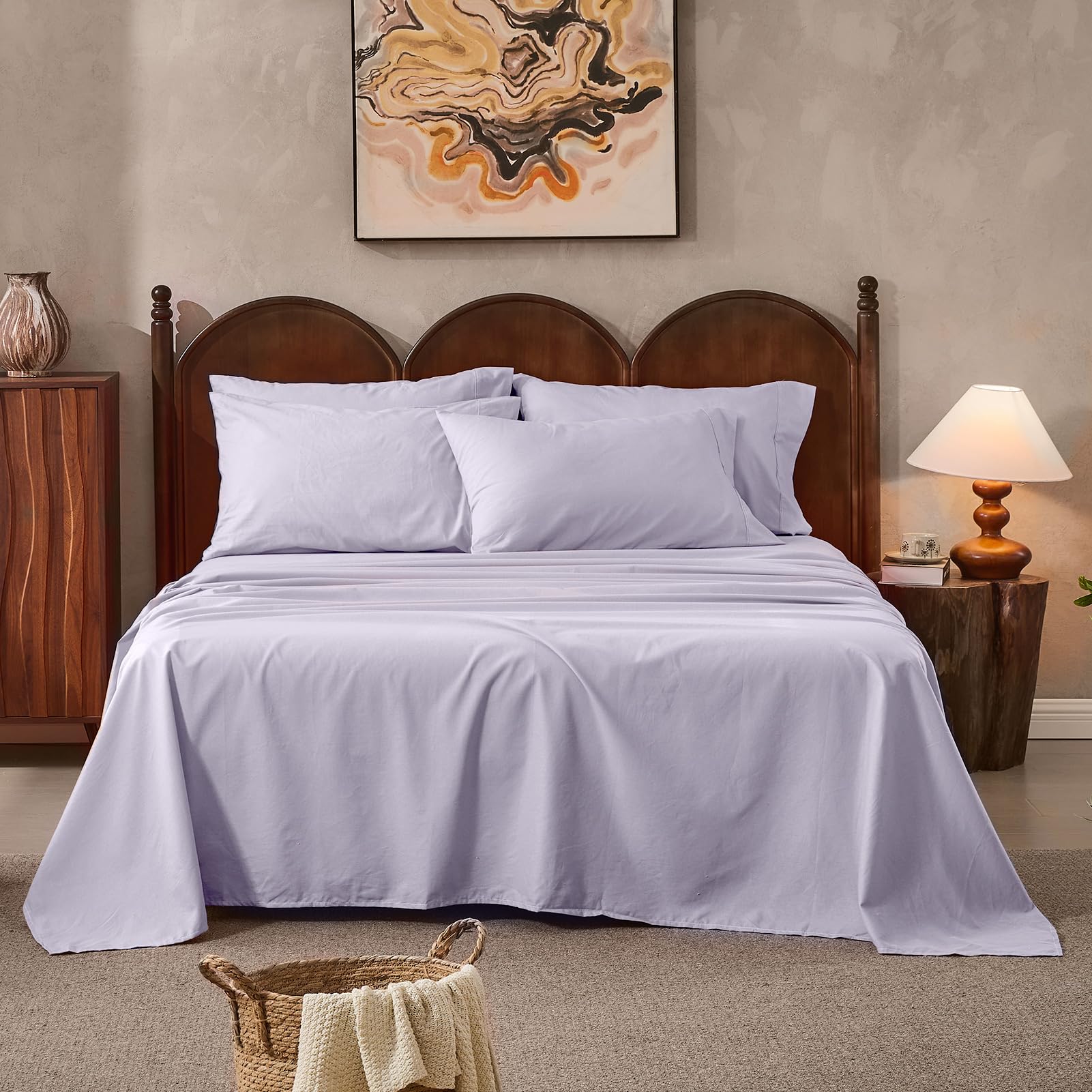 100% Linen Sheets Queen Size,Breathable & Durable 4-Piece Bed Flax Sheet Set,Soft All-Season Bedding for Hot Sleepers 16" Deep Pocket Oeko-TEX Certified,（Queen, Grey）