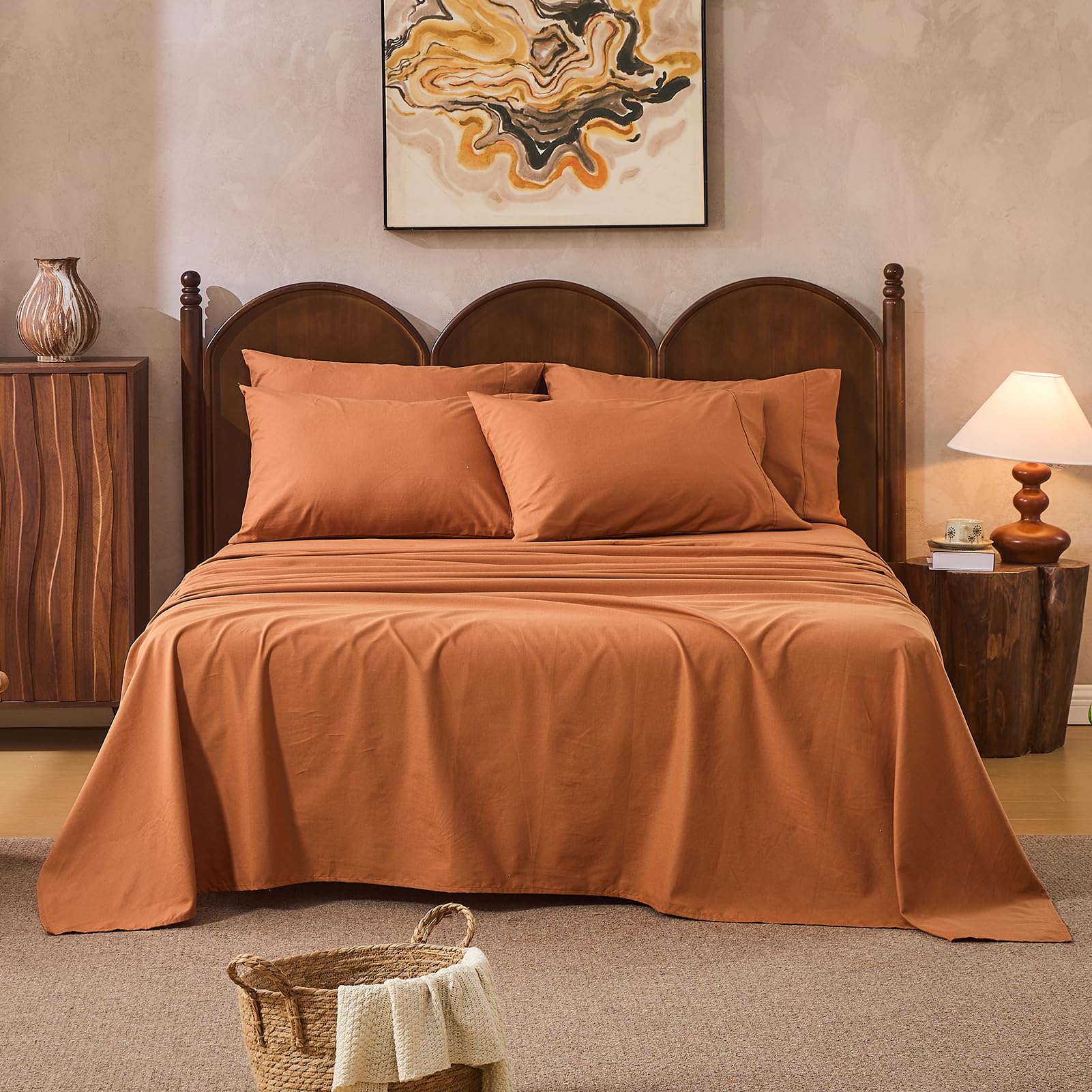 100% Linen Sheets Queen Size,Breathable & Durable 4-Piece Bed Flax Sheet Set,Soft All-Season Bedding for Hot Sleepers 16" Deep Pocket Oeko-TEX Certified,（Queen, Grey）