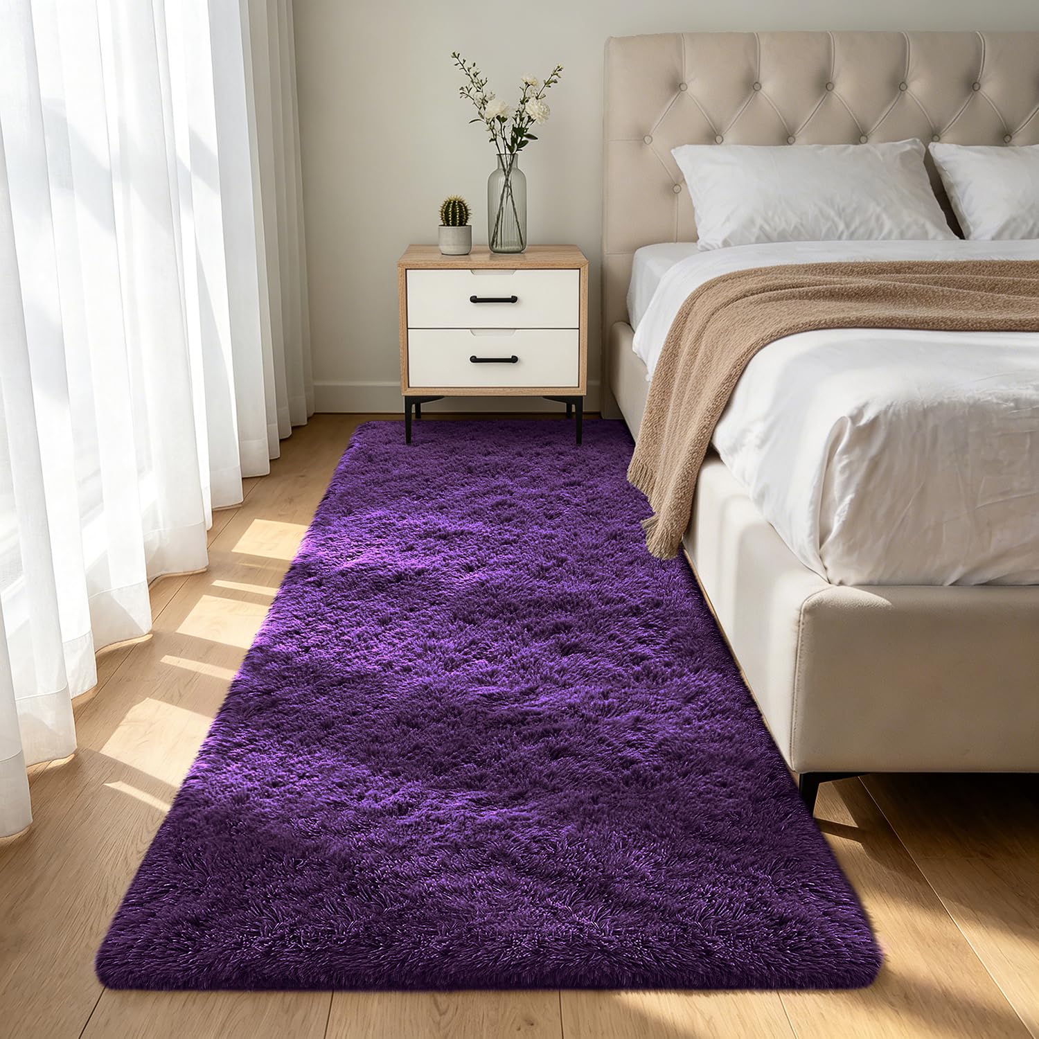 Shag Area Rugs for Bedroom Living Room,8X10 Ultra Soft Fluffy Area Rugs for Dorm, Indoor Carpet Nursery Rugs for Kids Girls Room Home Decor,Tie-Dye Grey