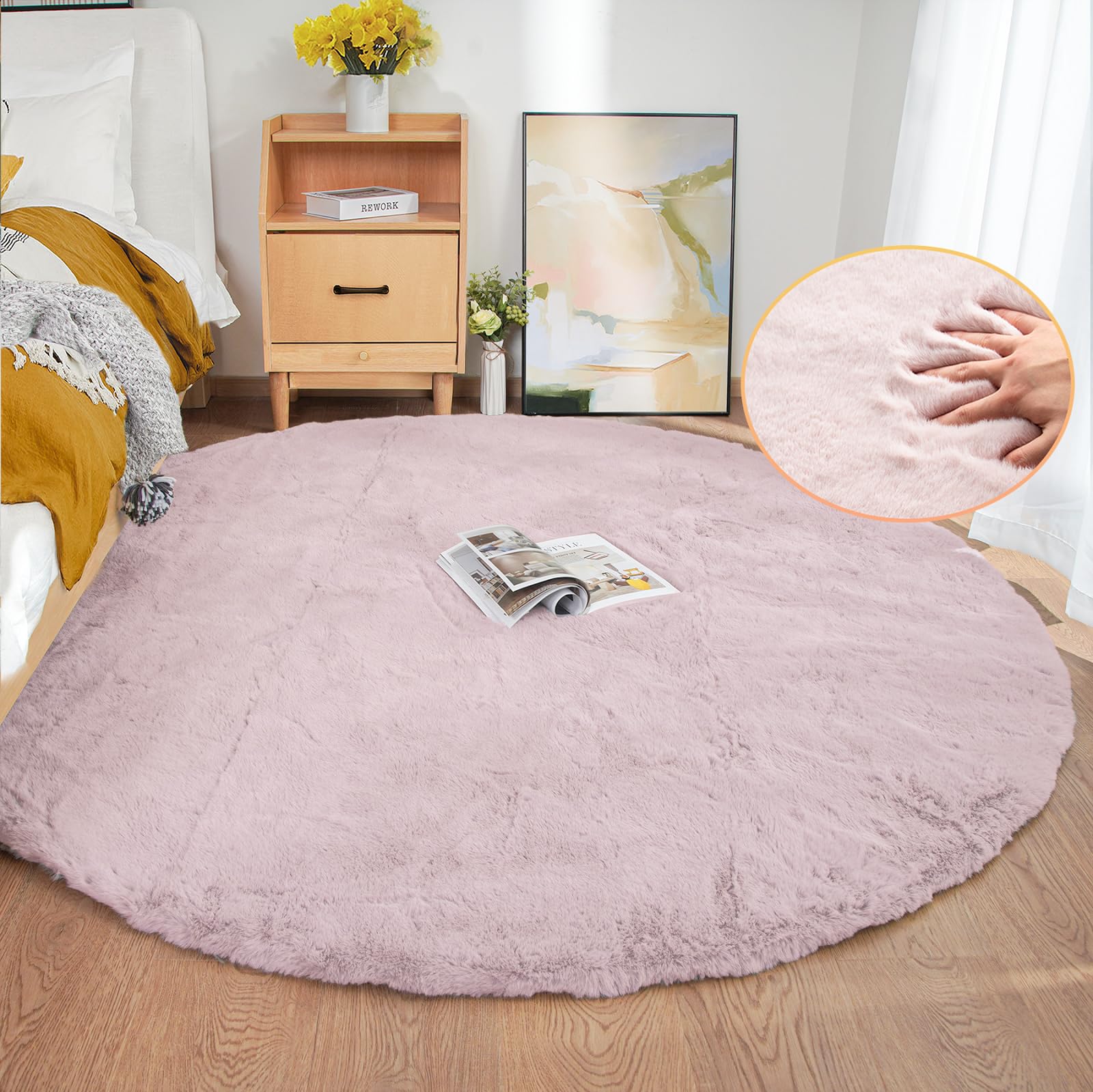 ORINOVA White Faux Rabbit Fluffy Fur Rugs for Bedroom Machine Washable Furry Area Rugs for Living Room Smal 2x4 Shag Runner Rug Nursery Rug