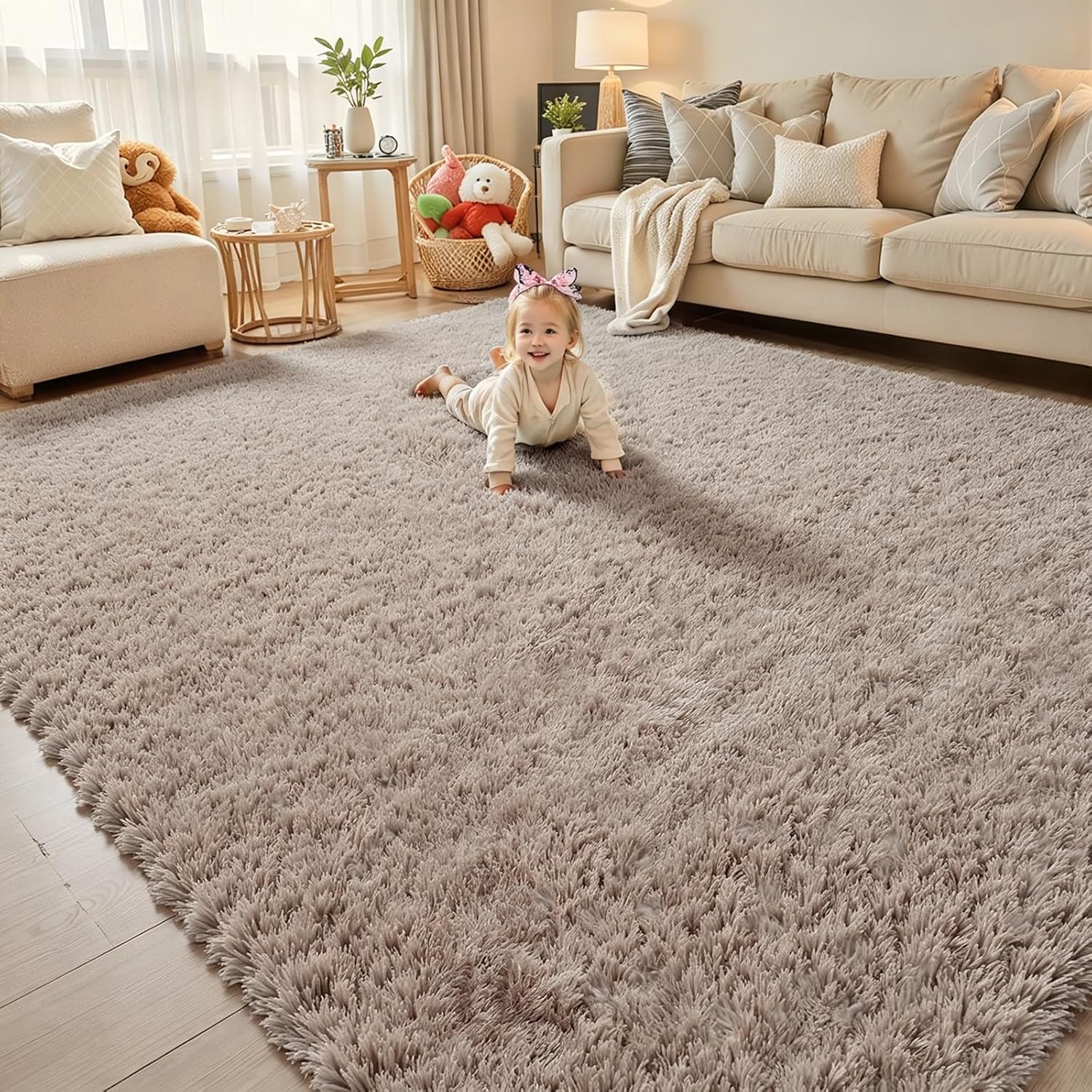 8x10 Area Rugs for Living Room Bedroom Fluffy, Large Area Rug Shag Shaggy Carpet Soft Plush Furry Bedside Rug, Area Rugs for Home Decor(8 x 10, Dark Blue Tie-Dyed)