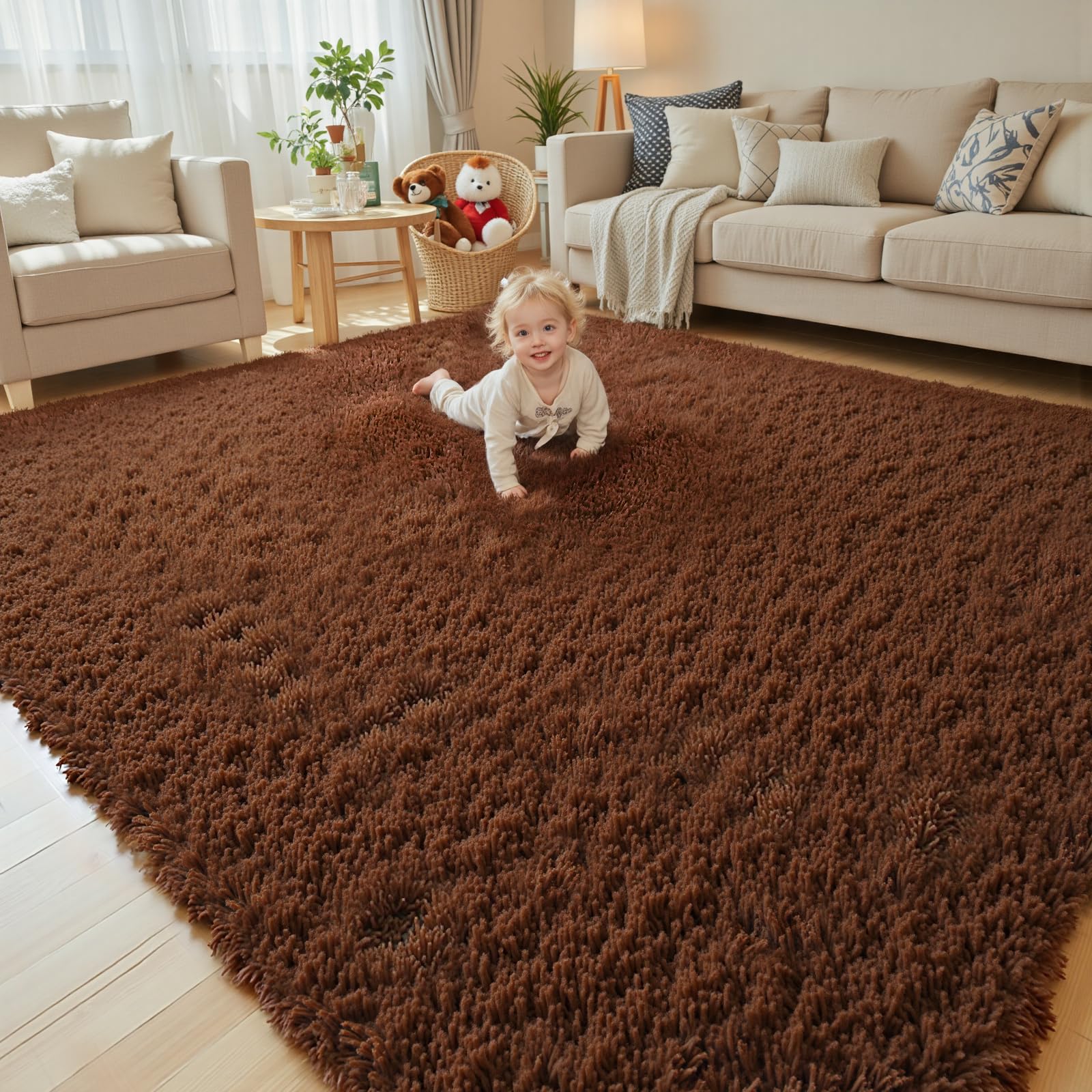 8x10 Area Rugs for Living Room Bedroom Fluffy, Large Area Rug Shag Shaggy Carpet Soft Plush Furry Bedside Rug, Area Rugs for Home Decor(8 x 10, Dark Blue Tie-Dyed)