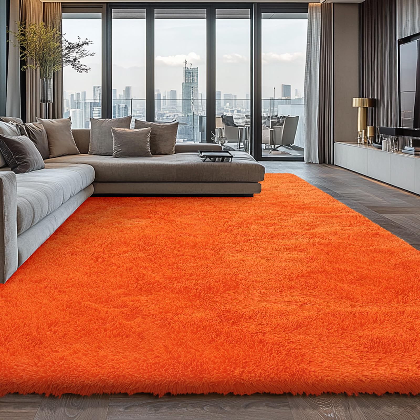 Shag Area Rugs for Bedroom Living Room,8X10 Ultra Soft Fluffy Area Rugs for Dorm, Indoor Carpet Nursery Rugs for Kids Girls Room Home Decor,Tie-Dye Grey
