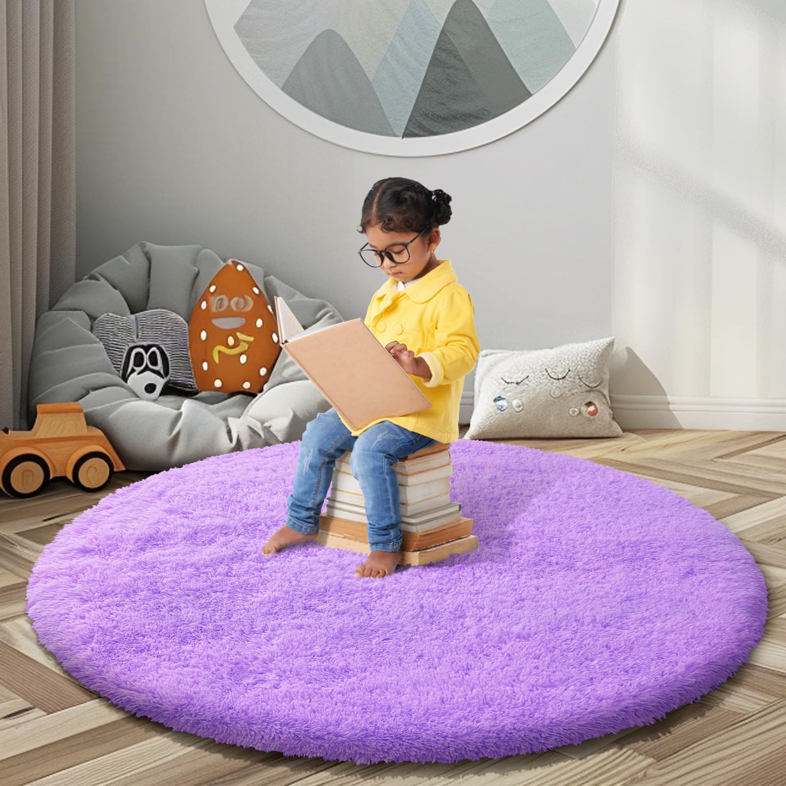 8x10 Area Rugs for Living Room Bedroom Fluffy, Large Area Rug Shag Shaggy Carpet Soft Plush Furry Bedside Rug, Area Rugs for Home Decor(8 x 10, Dark Blue Tie-Dyed)