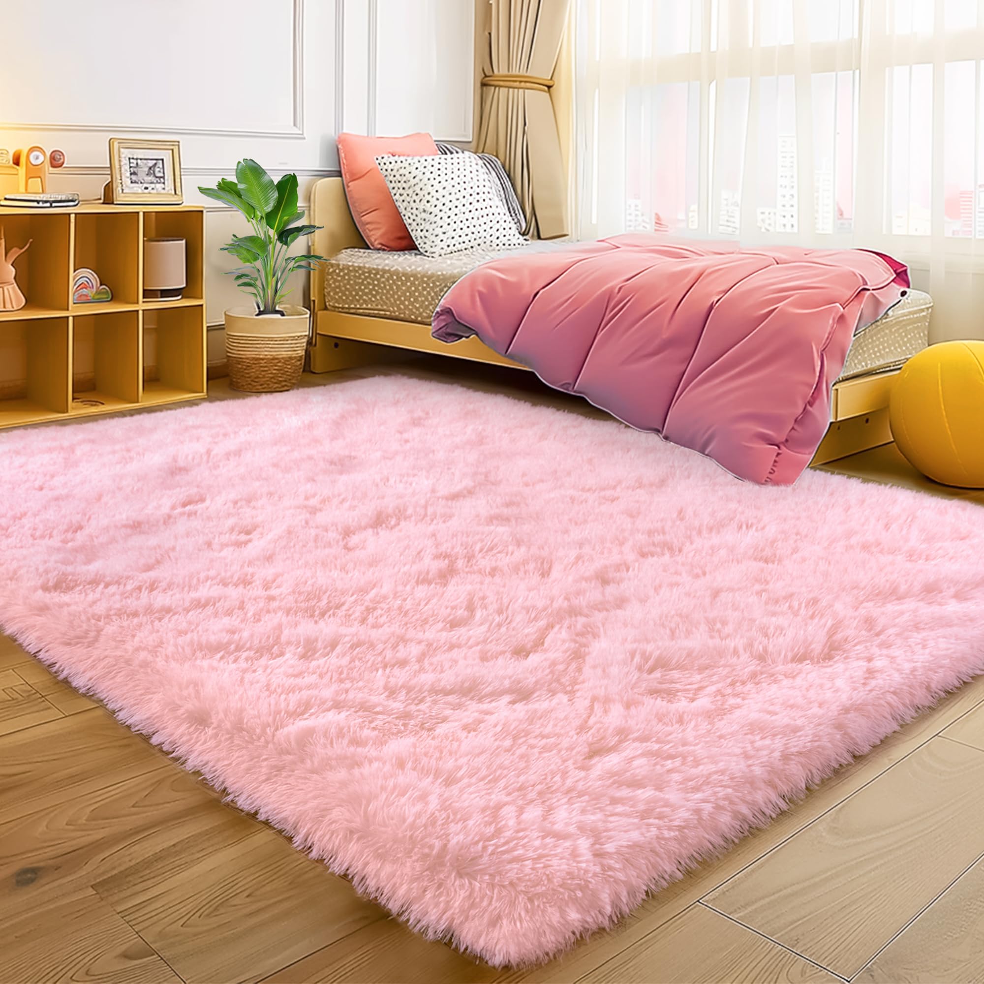 Fluffy Rugs for Living Room Bedroom, 5x7 Feet Abstract Blue Shag Area Rugs, Non-Slip Indoor Modern Fuzzy Plush Floor Carpet for Dorm Nursery Kids Room Decor, Soft Shaggy Throw Rug