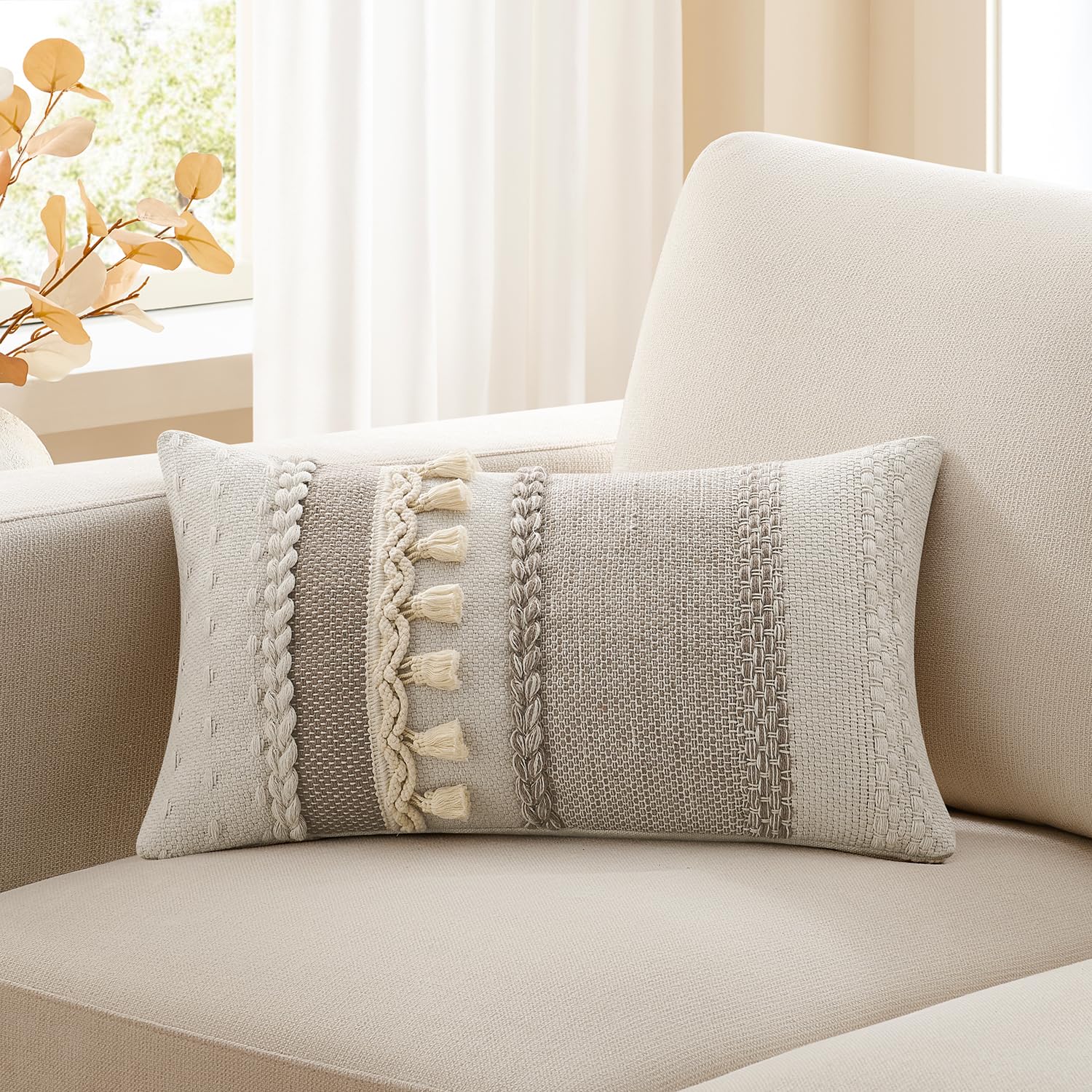 Kevin Textile 20x20 Inch Throw Pillow Cover 1 Pack Boho Decorative Soft Chenille Thread Woven Tufted Textured Square Cushion Case Farmhouse Accent for Living Room Couch Sofa Bed, Green