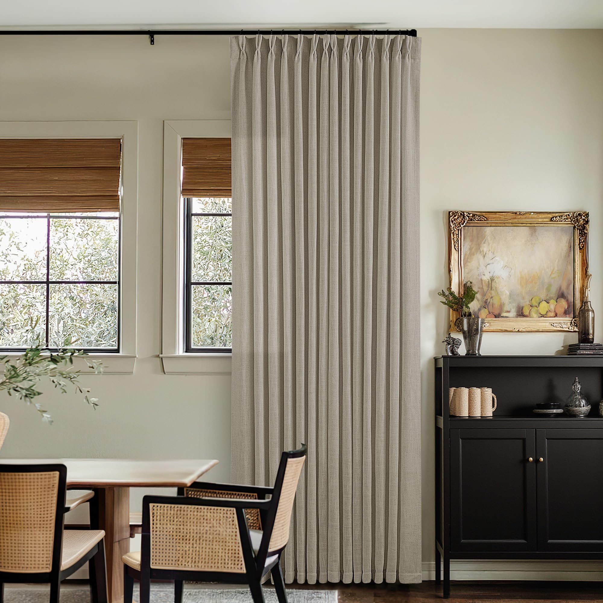 Dutch Cocoa Pinch Pleated Linen Curtains 84 Inches Long 60 Inch Width Linen Blend Light Filtering Window Curtains 84 Inch for Living Room Bedroom Patio Pinch Pleat Drapes Hooks Rings 1 Panel 60Wx84L