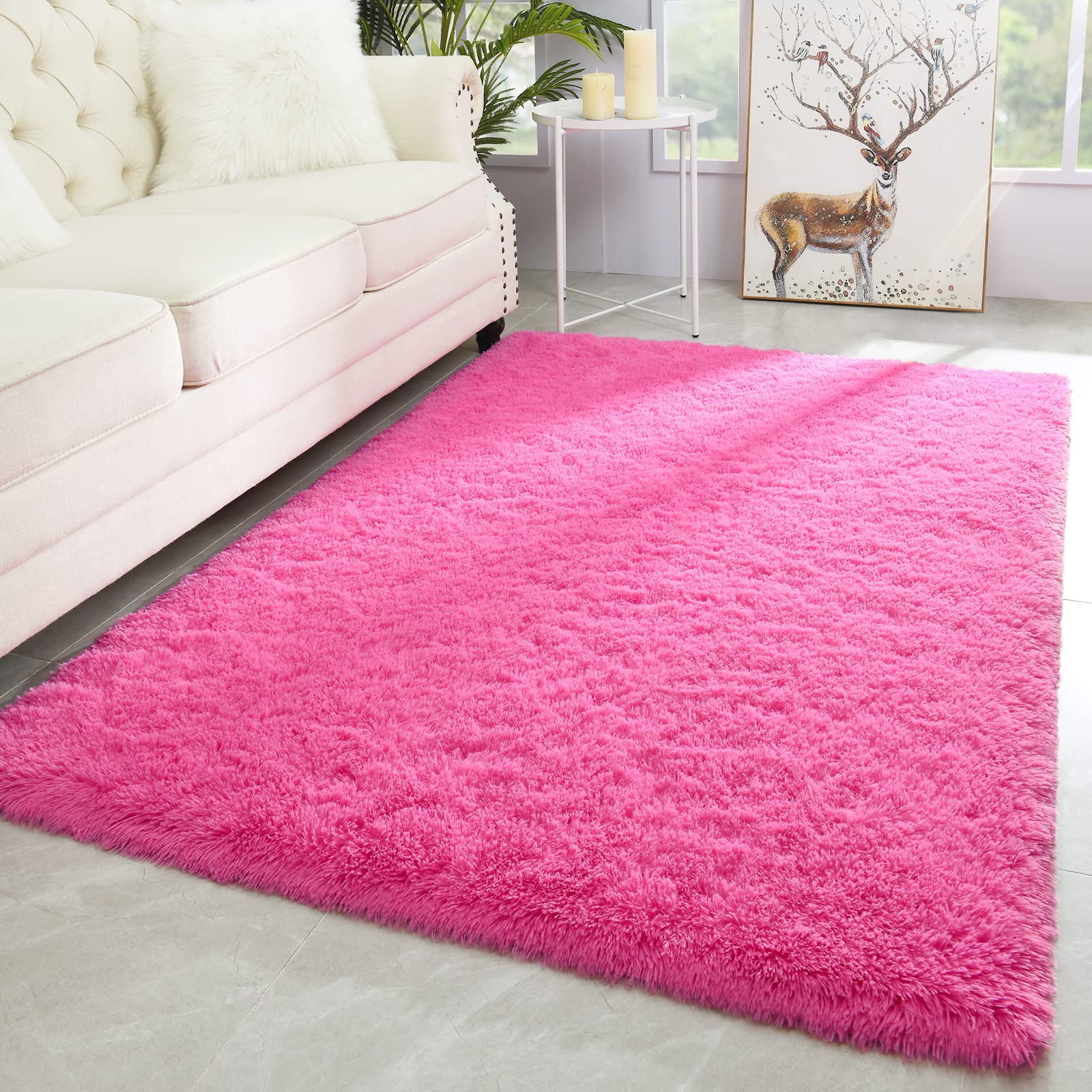 Merelax Soft Modern Indoor Shaggy Area Rug for Bedroom Livingroom Dorm Kids Room Home Decorative, Non-Slip Plush Fluffy Furry Fur Rugs Comfy Nursery Accent Floor Carpet 2x3 Feet, Black