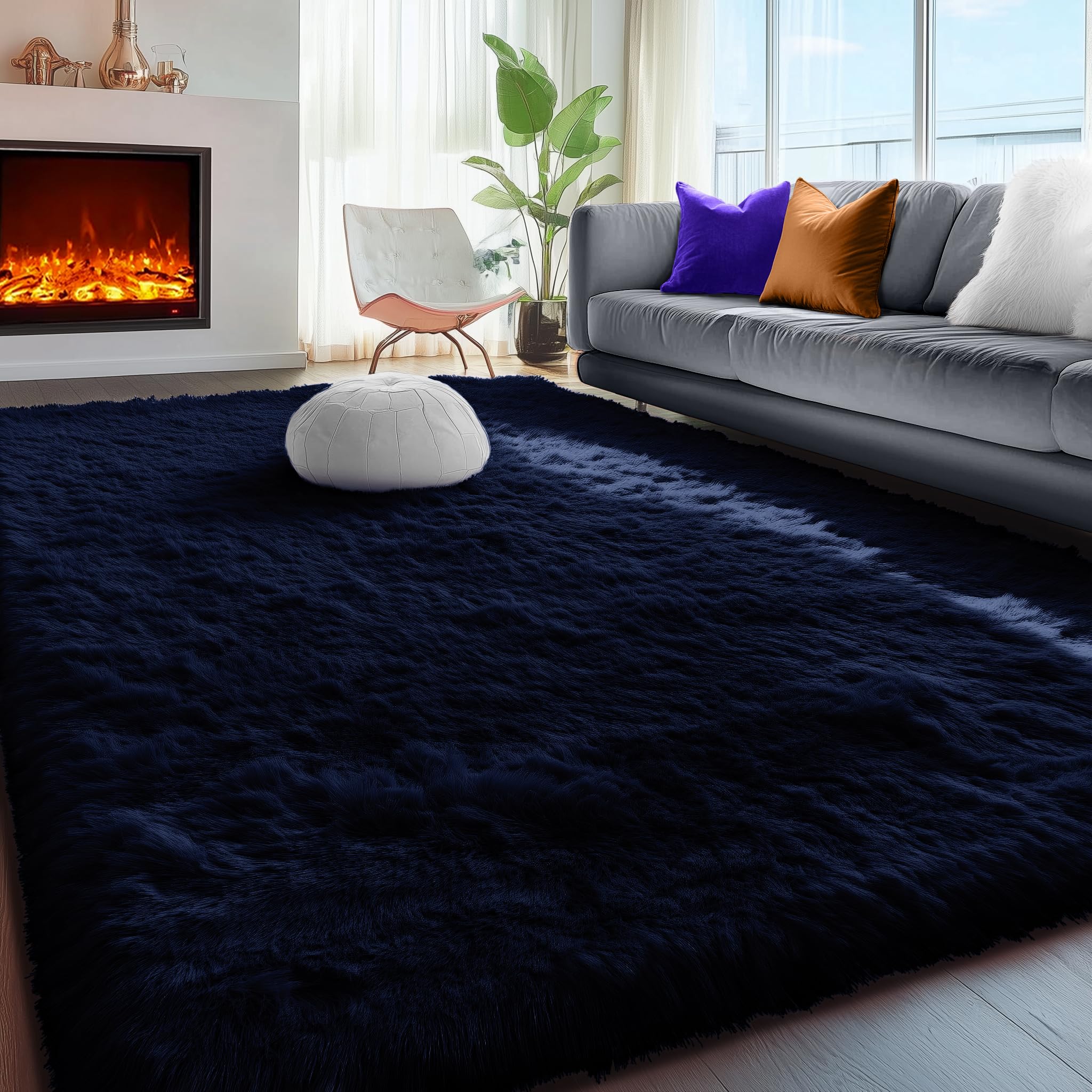 PAGISOFE Abstract Soft Shaggy Rugs for Living Room 5x8 Ft,Tie-Dyed Grey Fluffy Rugs for Kids Room Furry Carpets for Bedroom Room Decor Aesthetic Large Shag Carpet for Boys Girls Dorm Nursery
