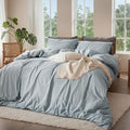 100% Pure Linen Blend Sheets Set, Natural Flax Beddings Soft, Breathable and Durable for Hot Sleepers,Comfortable for All Seasons,Anti-Tear Linen Bed Sheets,18 Inch Deep Pocket - 4 Piece