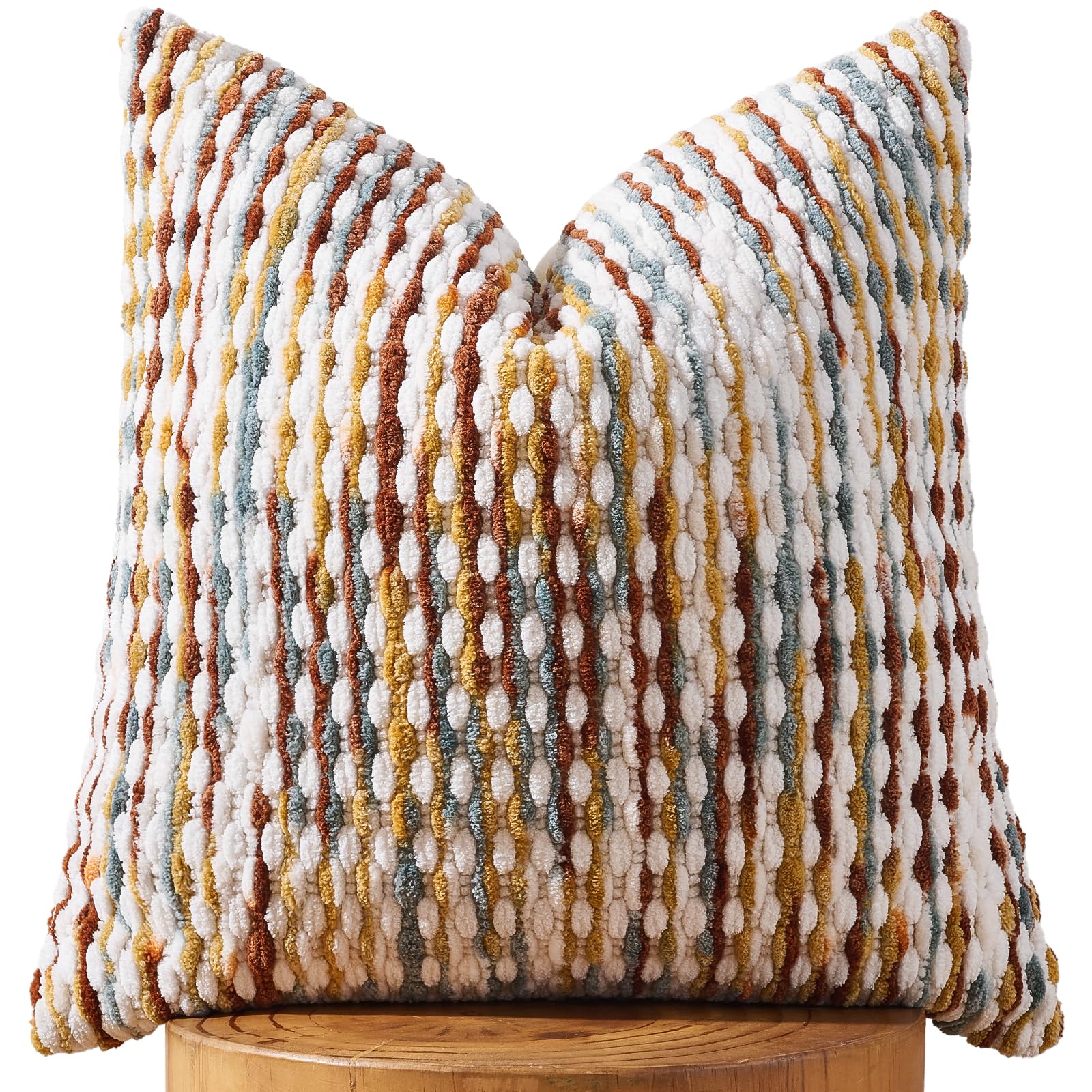 20×20 Inch Brown Boho Chenille Pillow Covers, Set of 2 Tufted Pillowcases for Home Decor