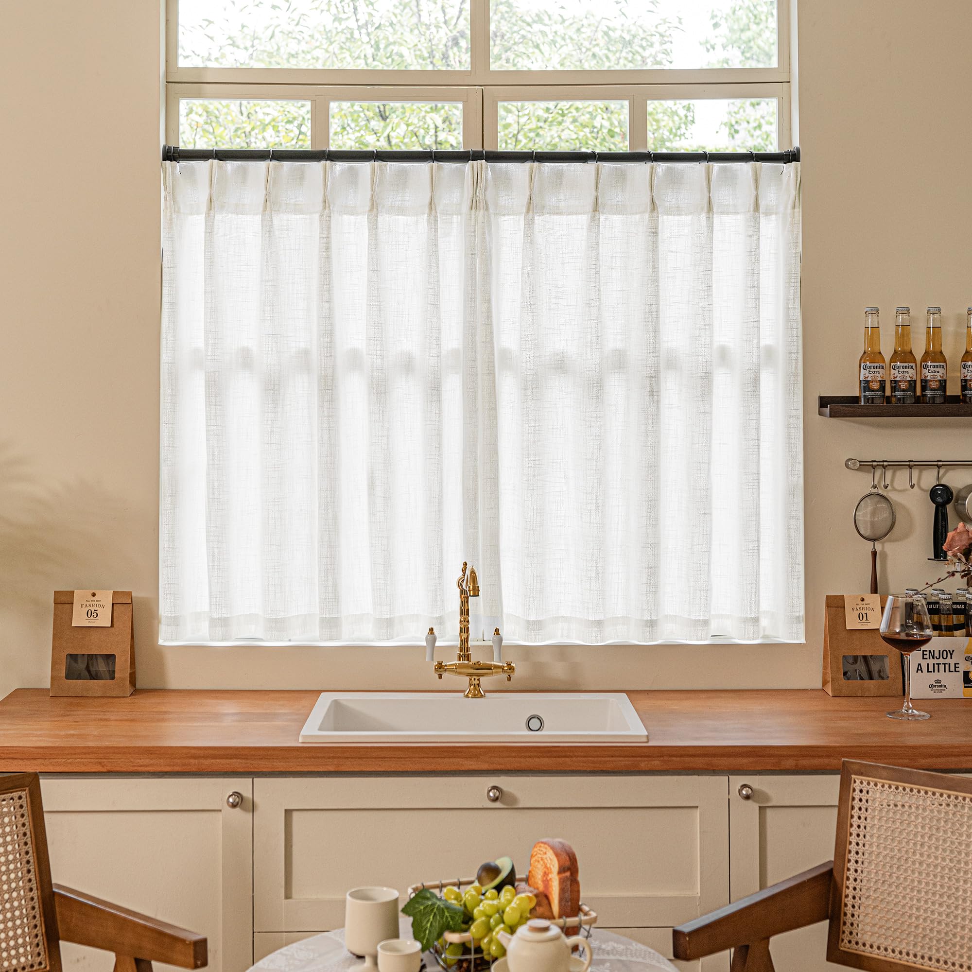 Dutch Cocoa Pinch Pleated Linen Curtains 84 Inches Long 60 Inch Width Linen Blend Light Filtering Window Curtains 84 Inch for Living Room Bedroom Patio Pinch Pleat Drapes Hooks Rings 1 Panel 60Wx84L