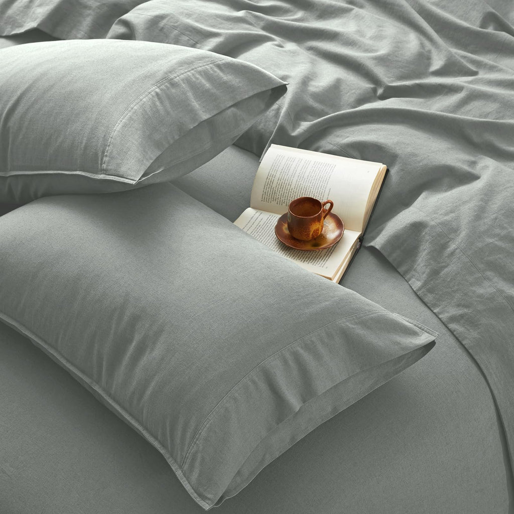 4Pcs Organic Linen Sheets King Size, 100% French Linen from Normandy, Tear-Resistant Natural Linen King Sheet Set with 16 Inch Deep Pocket, 1 Flat Sheet, 1 Fitted Sheet, 2 Pillowcases
