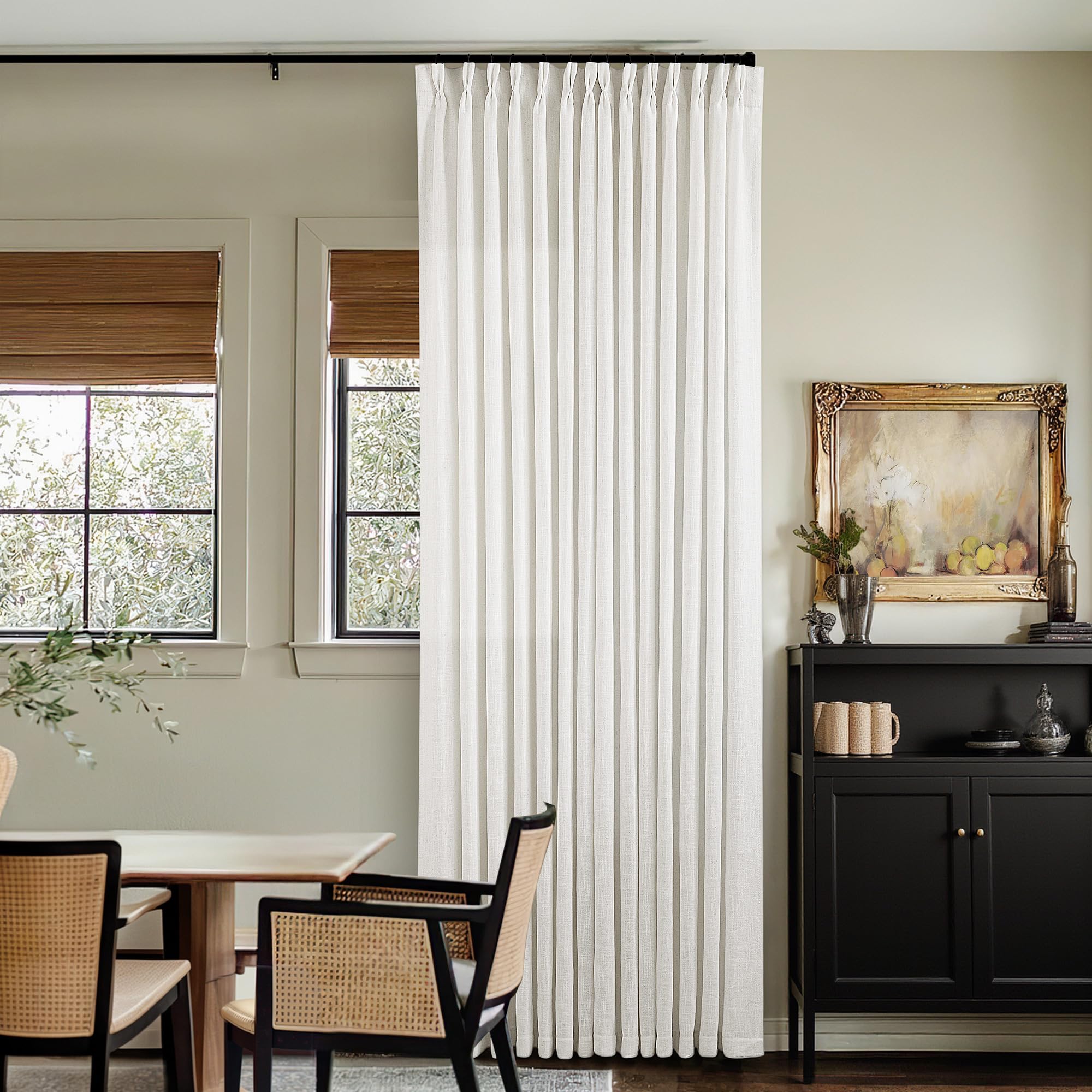 Dutch Cocoa Pinch Pleated Linen Curtains 84 Inches Long 60 Inch Width Linen Blend Light Filtering Window Curtains 84 Inch for Living Room Bedroom Patio Pinch Pleat Drapes Hooks Rings 1 Panel 60Wx84L