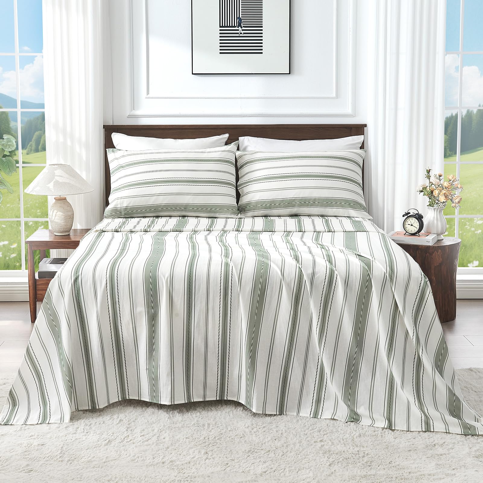 100% Linen Sheets Queen Size,Breathable & Durable 4-Piece Bed Flax Sheet Set,Soft All-Season Bedding for Hot Sleepers 16" Deep Pocket Oeko-TEX Certified,（Queen, Grey）