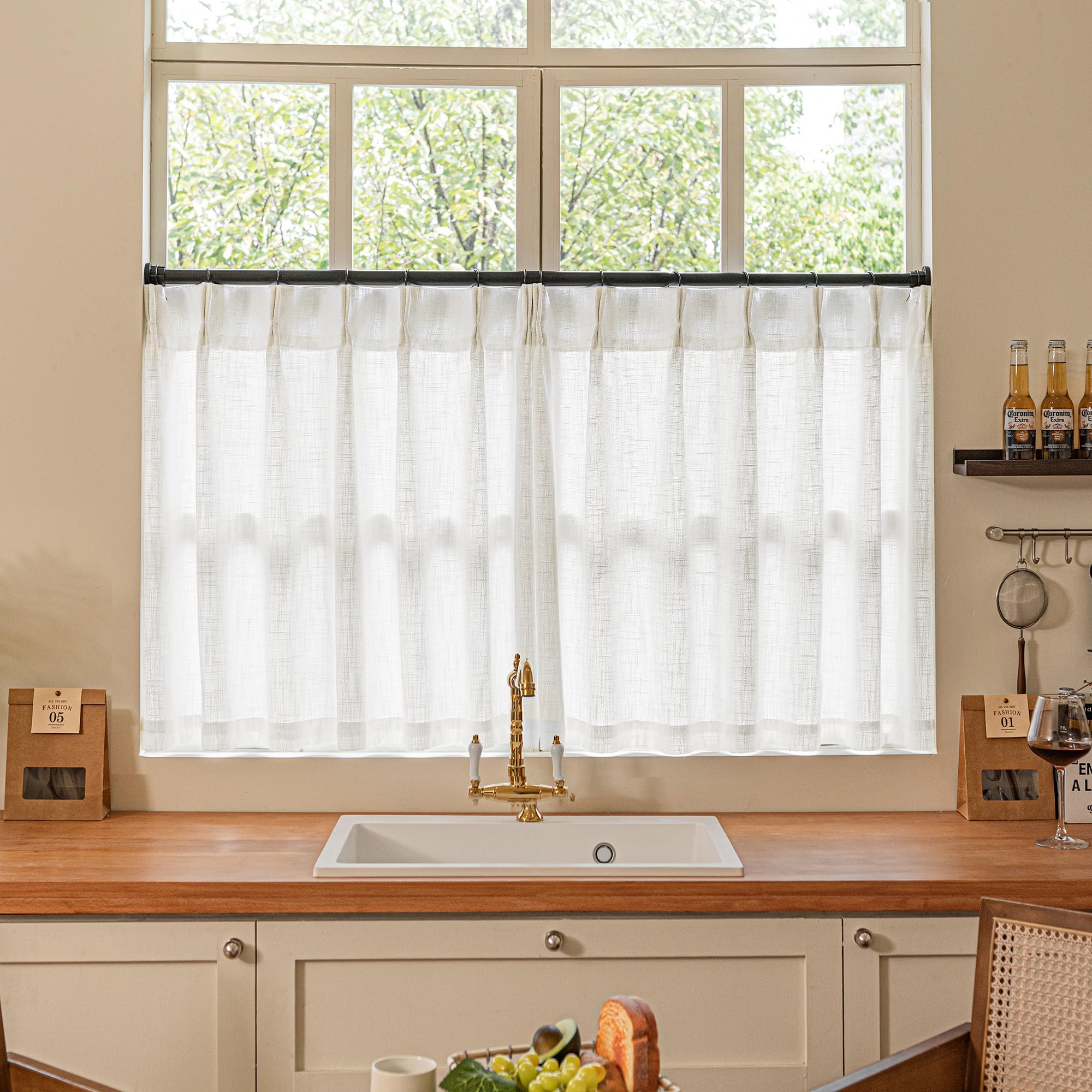 Dutch Cocoa Pinch Pleated Linen Curtains 84 Inches Long 60 Inch Width Linen Blend Light Filtering Window Curtains 84 Inch for Living Room Bedroom Patio Pinch Pleat Drapes Hooks Rings 1 Panel 60Wx84L