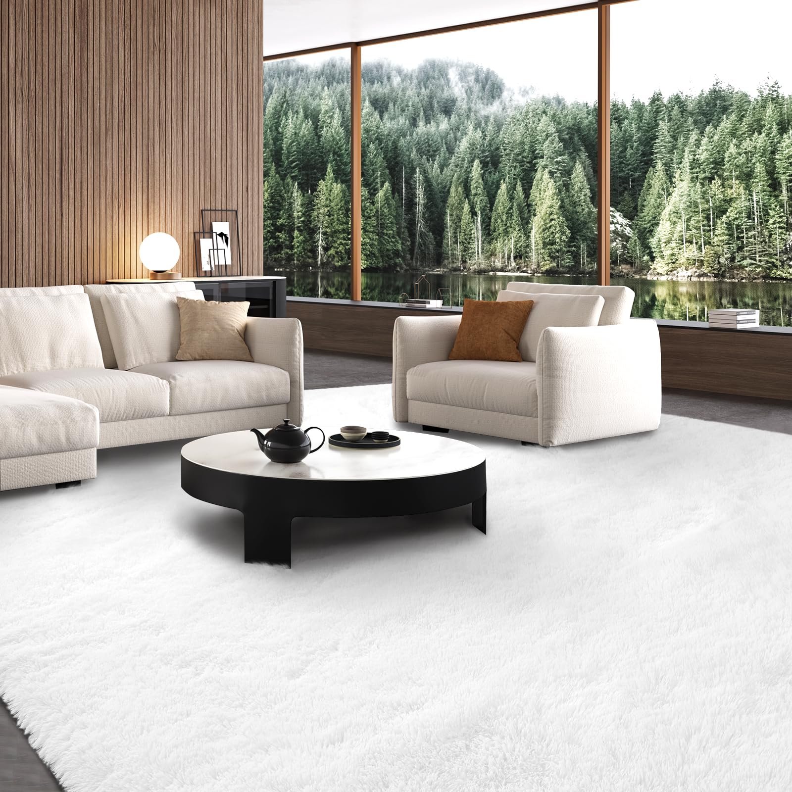 CAIYUECS Shag Area Rug,Indoor Ultra Soft Fluffy Plush Rugs for Bedroom Living Room, Non-Skid Modern Nursery Faux Fur Rugs for Kids Room Home Decor (Tie-Dyed Light Gray, 5x7 Feet)