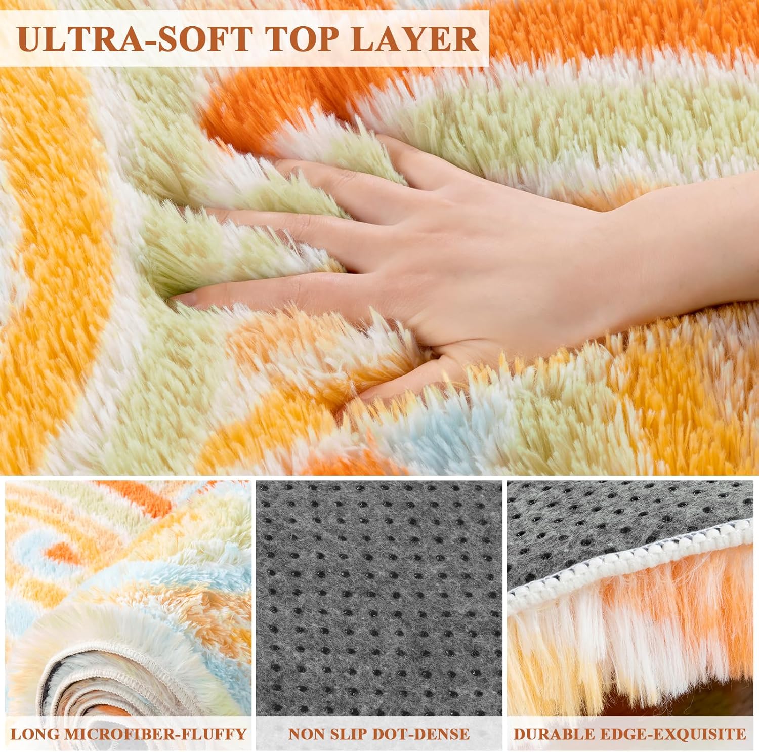 Fluffy Circle Rug for Bedroom Girls,4ft Round Area Rug for Girls Room Decor Aesthetic,Soft Plush Shaggy Fuzzy Carpet for Kids Room, Nursery, Preppy Dorm,Playroom Home Decor