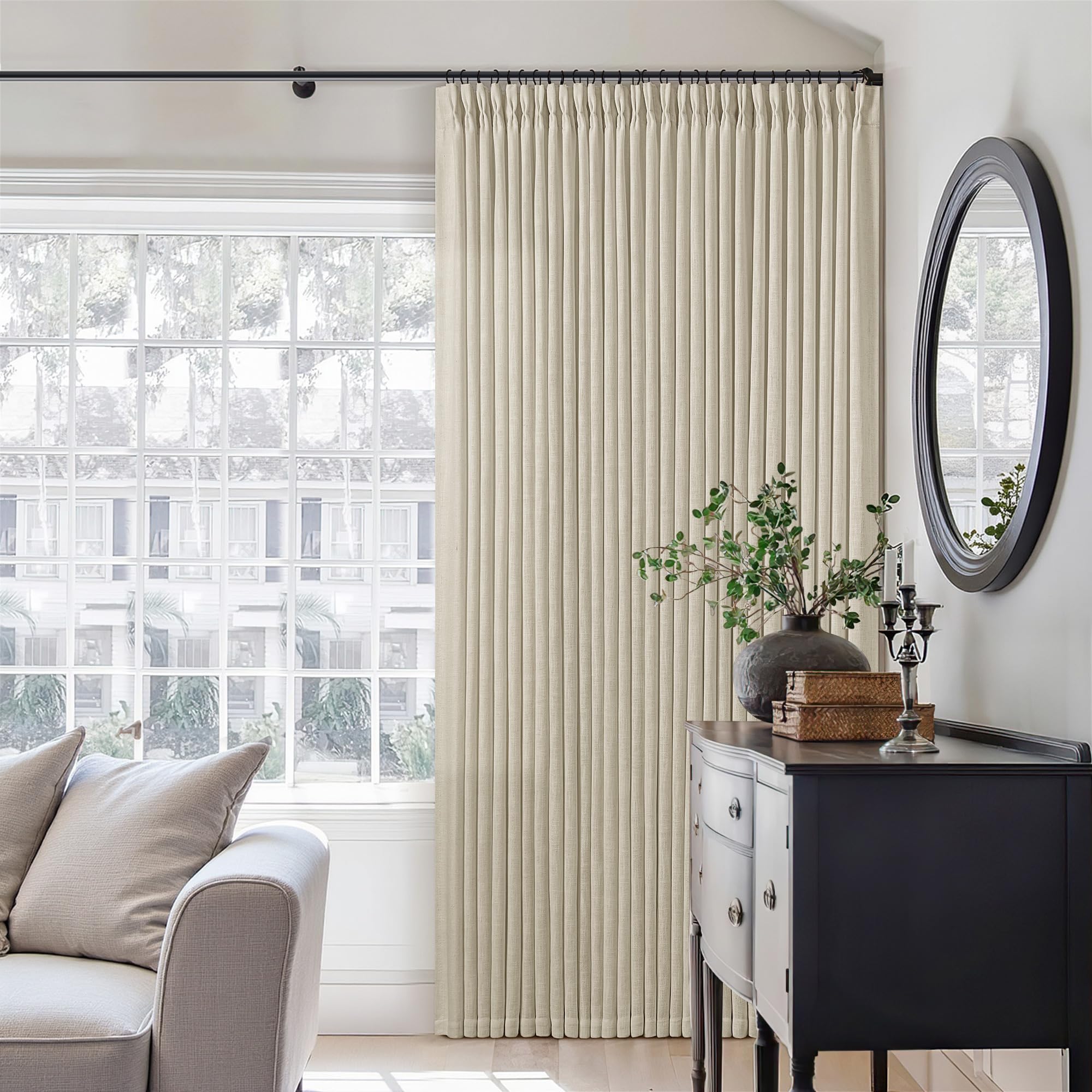 Dutch Cocoa Pinch Pleated Linen Curtains 84 Inches Long 60 Inch Width Linen Blend Light Filtering Window Curtains 84 Inch for Living Room Bedroom Patio Pinch Pleat Drapes Hooks Rings 1 Panel 60Wx84L