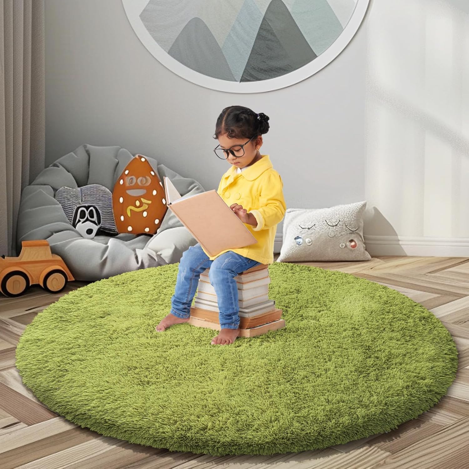 8x10 Area Rugs for Living Room Bedroom Fluffy, Large Area Rug Shag Shaggy Carpet Soft Plush Furry Bedside Rug, Area Rugs for Home Decor(8 x 10, Dark Blue Tie-Dyed)