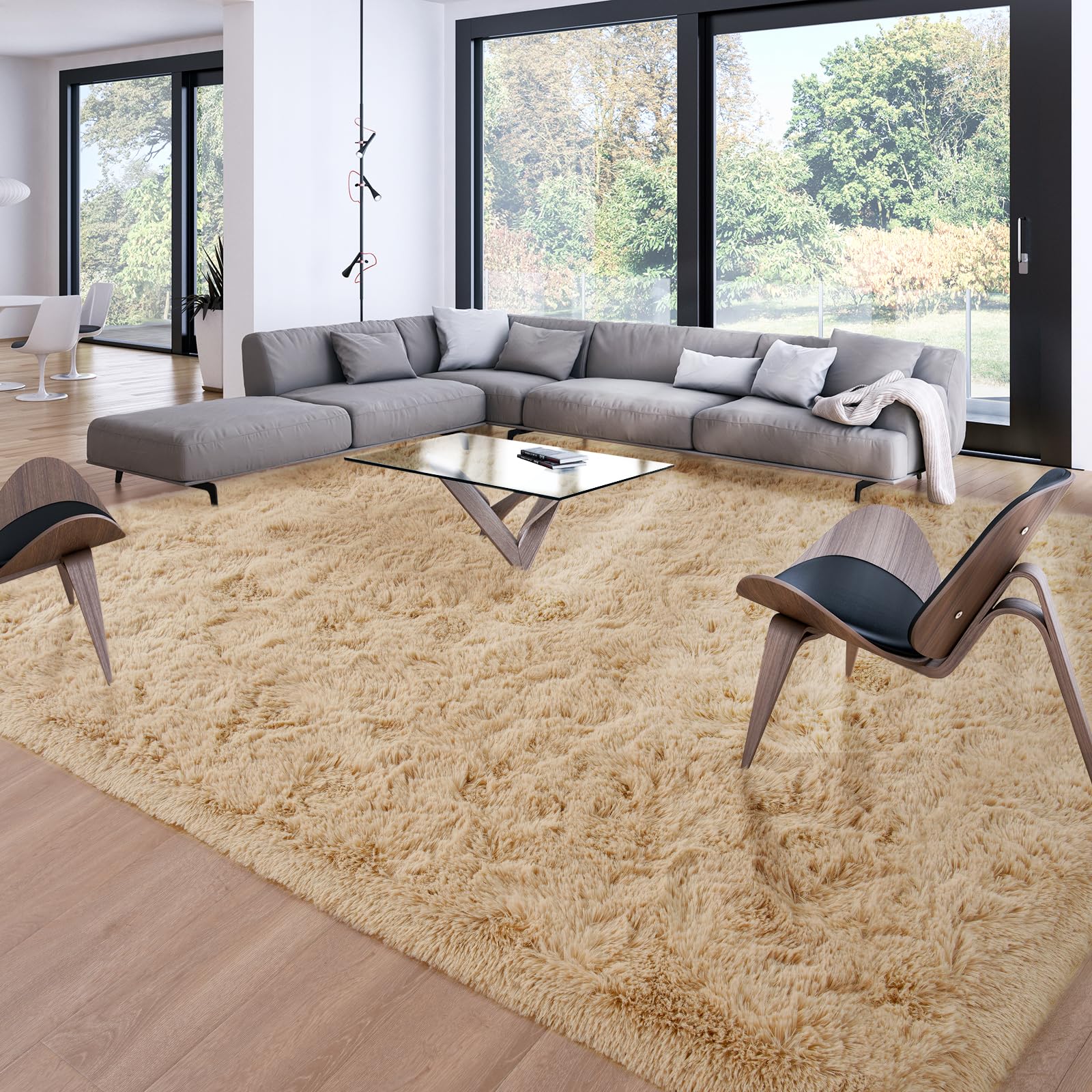 Merelax Soft Modern Indoor Shaggy Area Rug for Bedroom Livingroom Dorm Kids Room Home Decorative, Non-Slip Plush Fluffy Furry Fur Rugs Comfy Nursery Accent Floor Carpet 2x3 Feet, Black