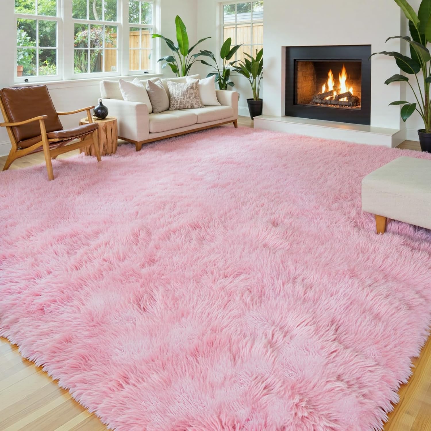 8x10 Area Rugs for Living Room Bedroom Fluffy, Large Area Rug Shag Shaggy Carpet Soft Plush Furry Bedside Rug, Area Rugs for Home Decor(8 x 10, Dark Blue Tie-Dyed)