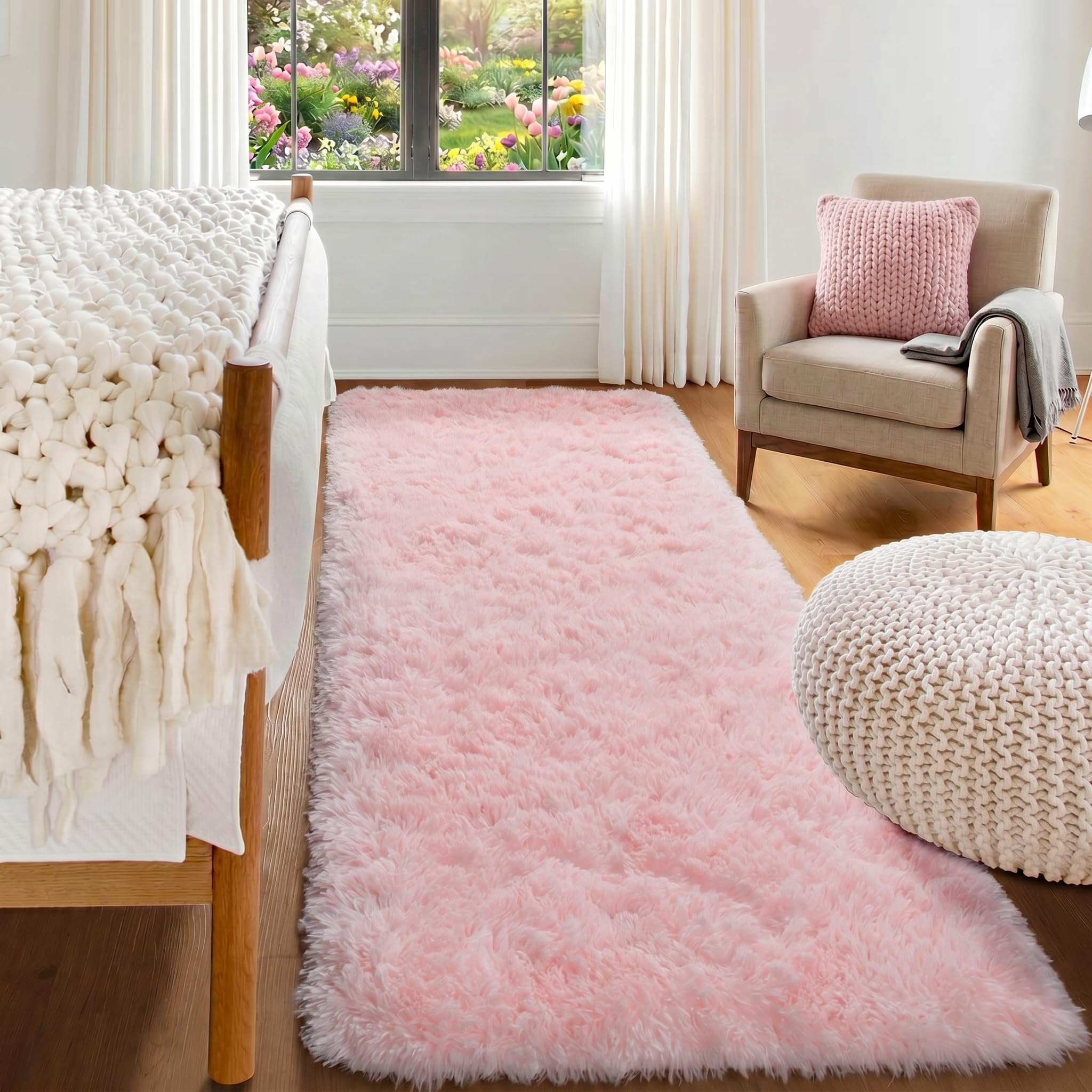 ONASAR Tie-Dyed Dark Grey Round Area Rugs 5ft, Ultra Soft Bedroom Circle Rug for Kids Girls Teen Room, Fluffy Plush Shaggy Carpet Floor Mats for Baby Nursery Living Room Playroom Home Decor